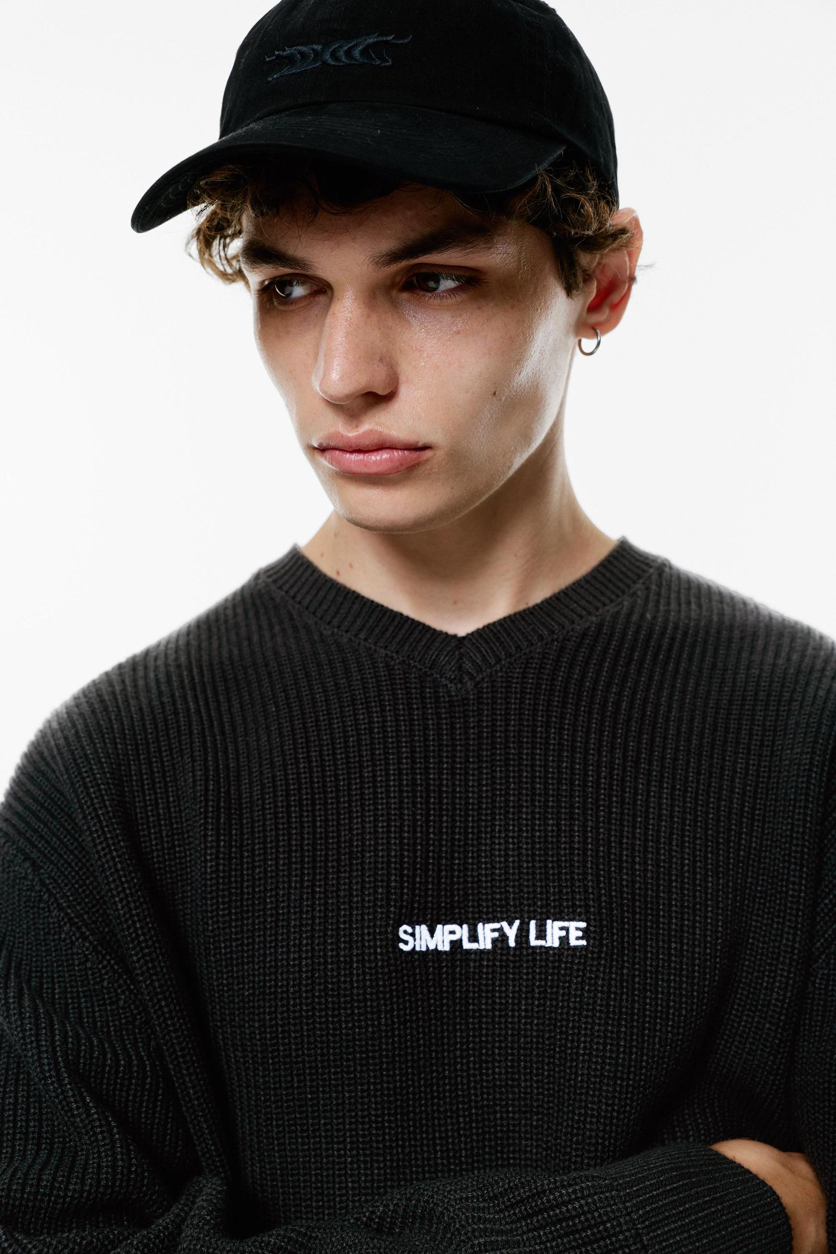 Knit jumper with embroidered text Product Image