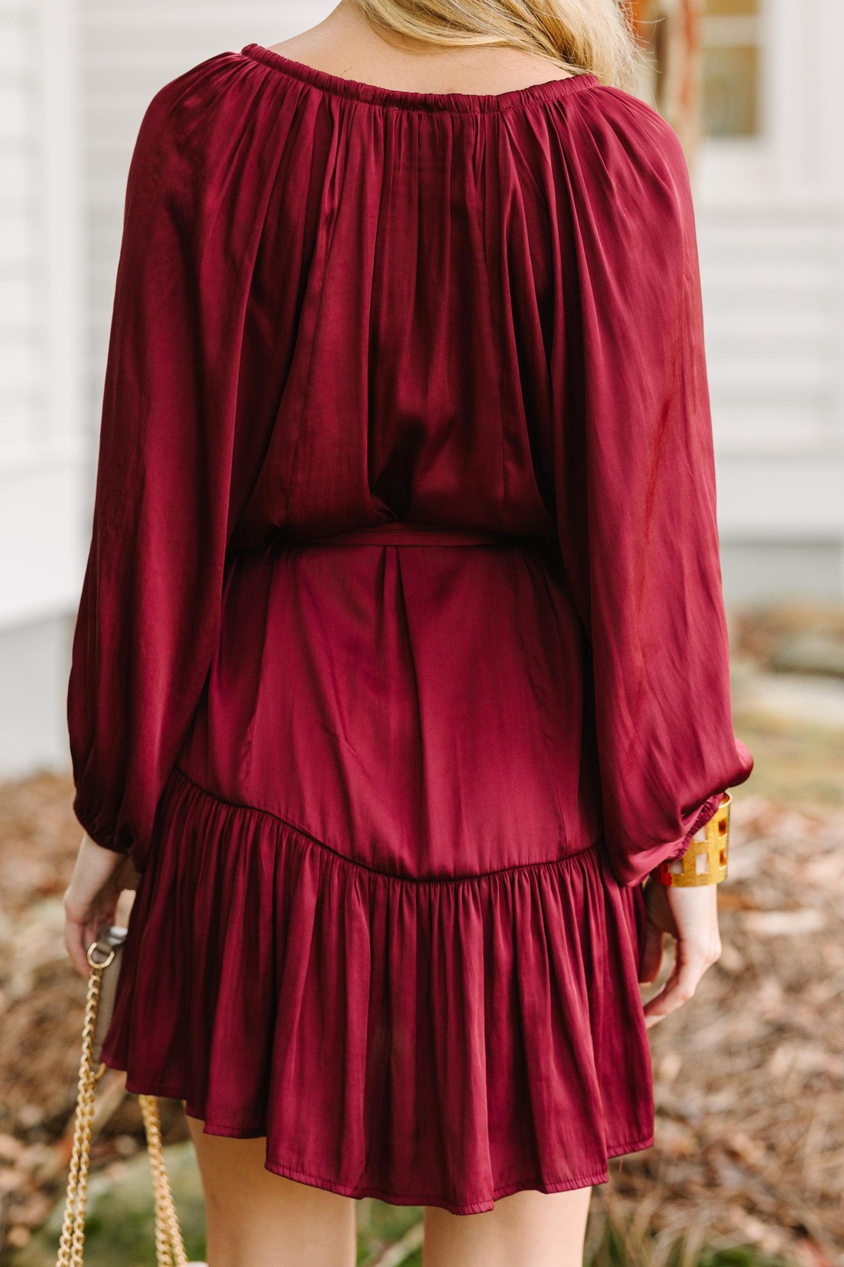 Spinning Round Burgundy Red Dress Female Product Image
