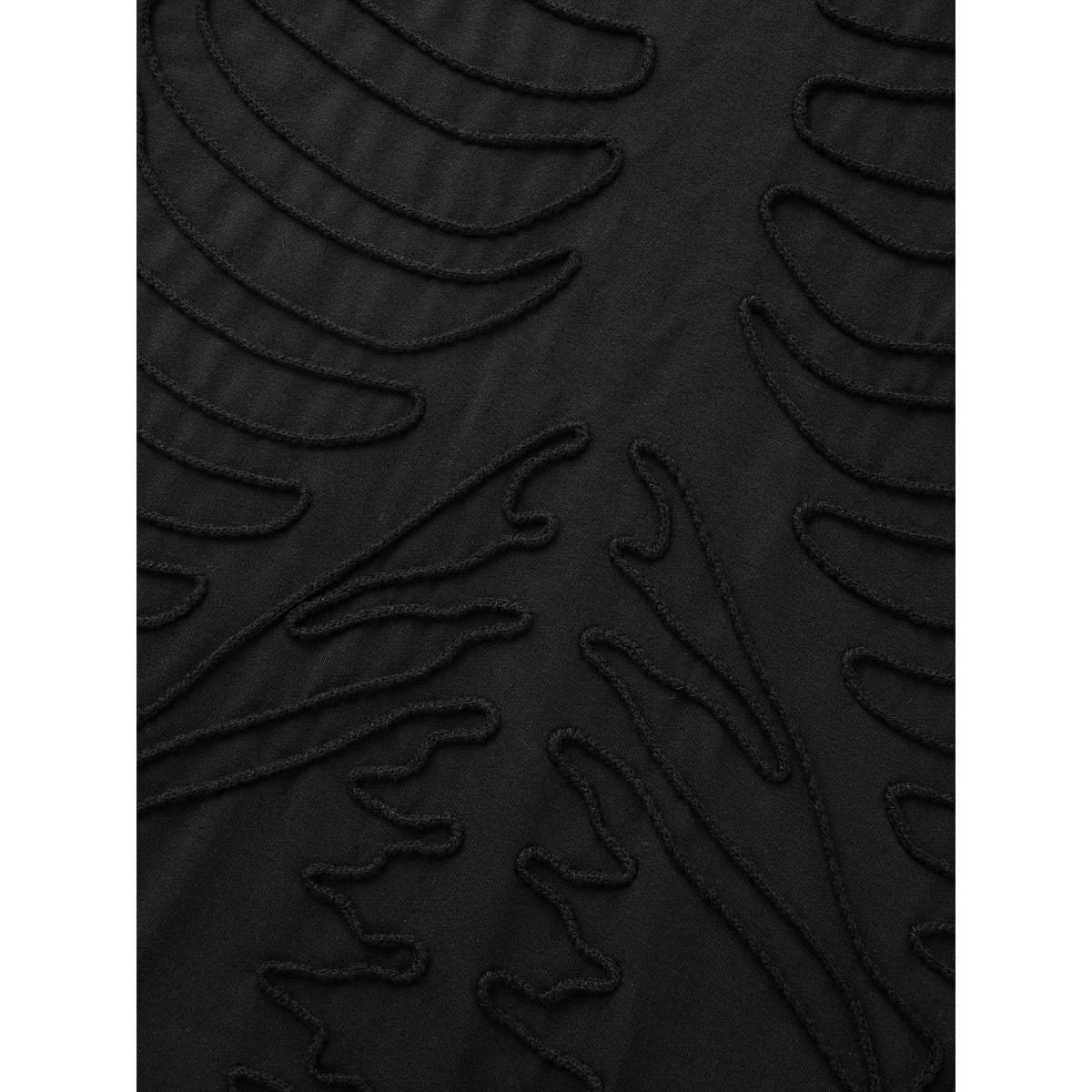 Plus Size Skeleton Embroidered Crew Neck Sweatshirt Women Black Leisure Patchwork Loose Round Neck Casual Sweatshirts BloomChic 28/5X Product Image