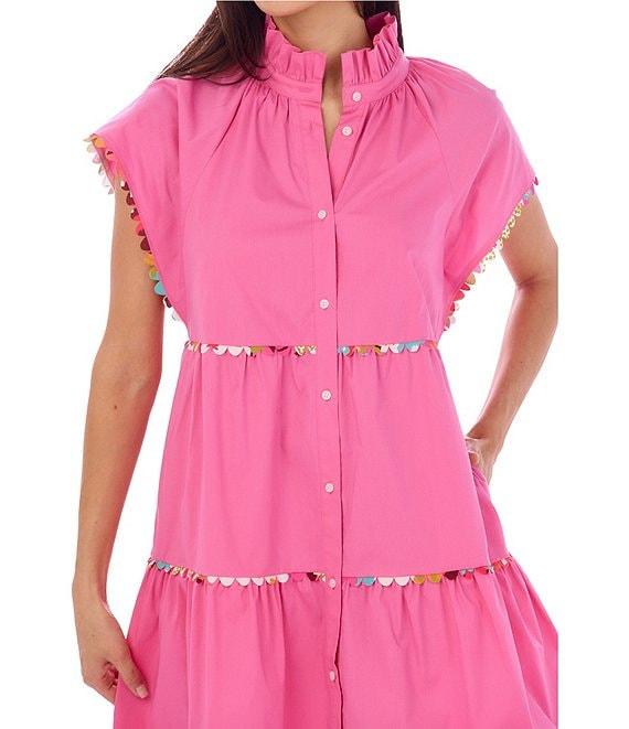 CROSBY by Mollie Burch Whitley Mock Neck Short Flutter Sleeve Dress Product Image