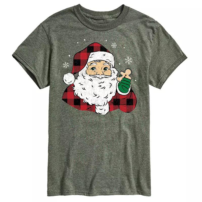 Men's Vintage Santa Plaid Cookie Graphic Tee,  Product Image