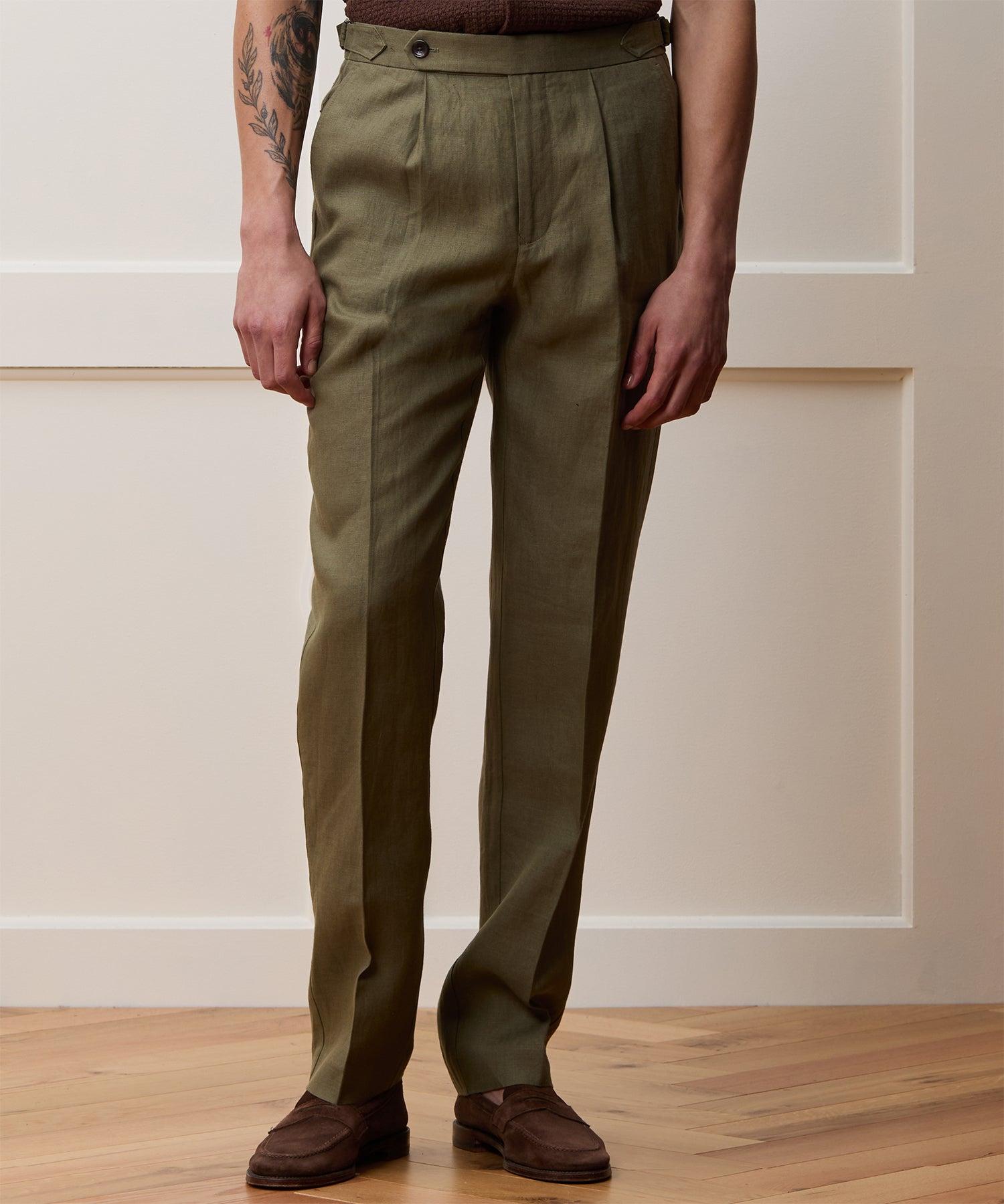 Straight Fit Irish Linen Side Tab Trouser Product Image