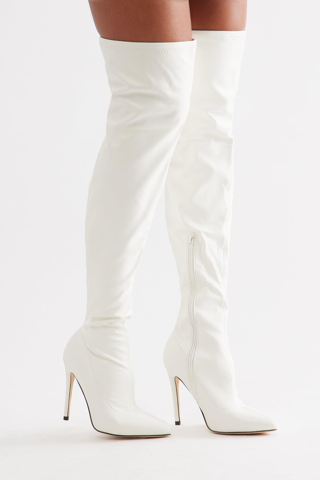 Gyra Thigh High Boots - White Female Product Image