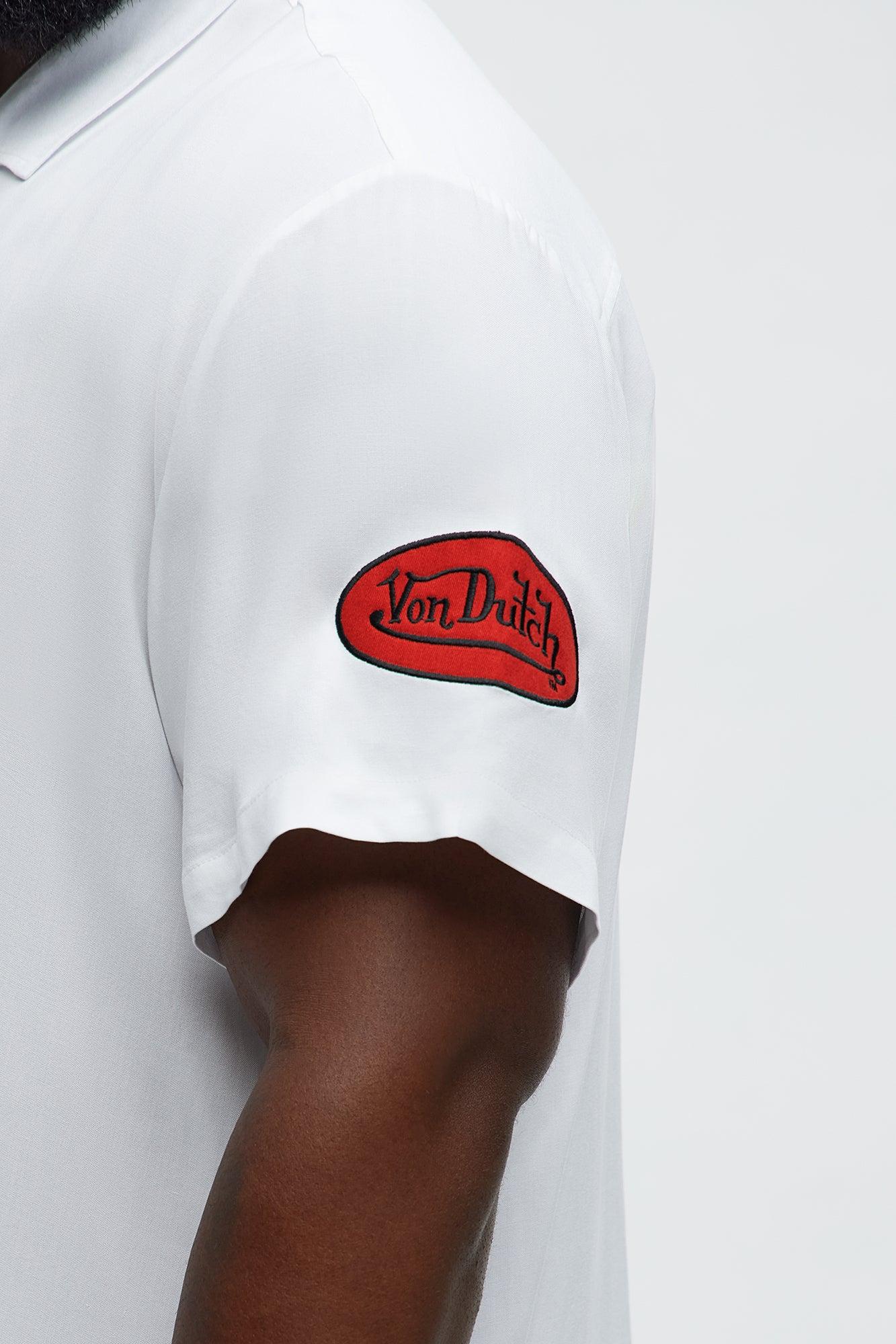 Von Dutch Cropped Logo Button Up Shirt - White Male Product Image