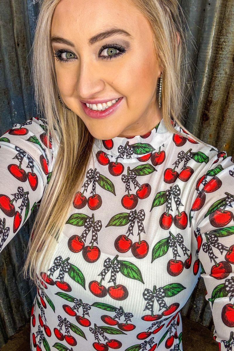 Sterling Kreek Cherry On Top Mesh Top Product Image