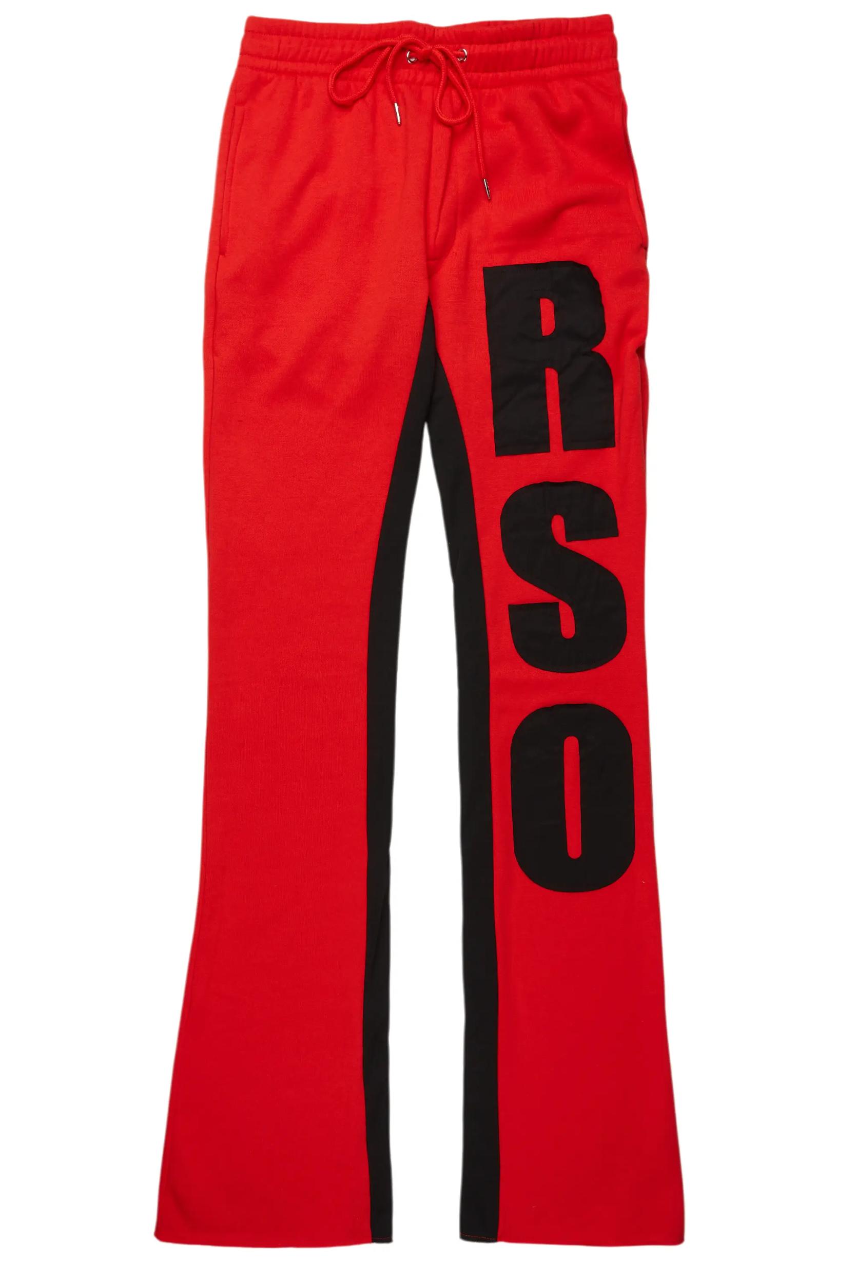 Uko Red Stacked Baggy Track Pant Male Product Image