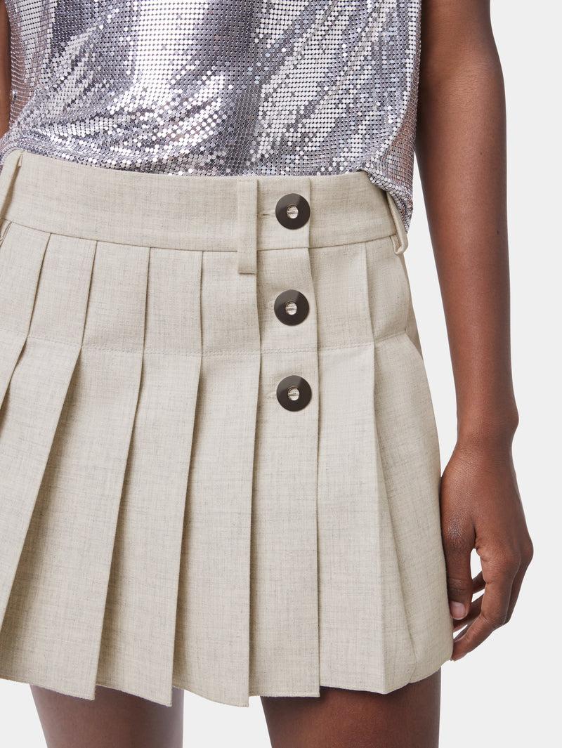 BEIGE MINI SKIRT IN MOTTLED WOOL Product Image