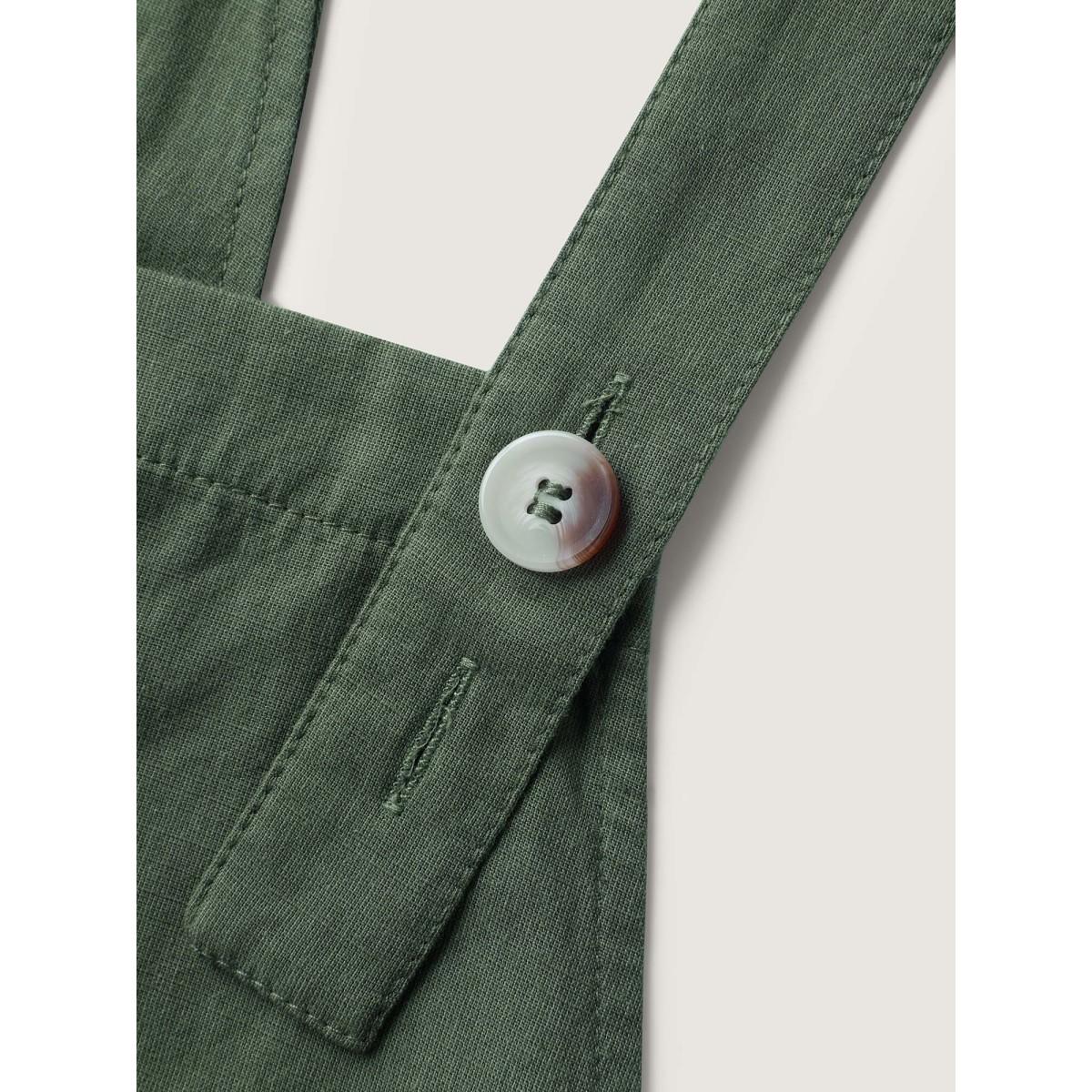 Plus Size Overall Straps Front Slit Pockets Midi Dress Emerald Women Leisure Square Neck Sleeveless Curvy BloomChic 10/M Product Image