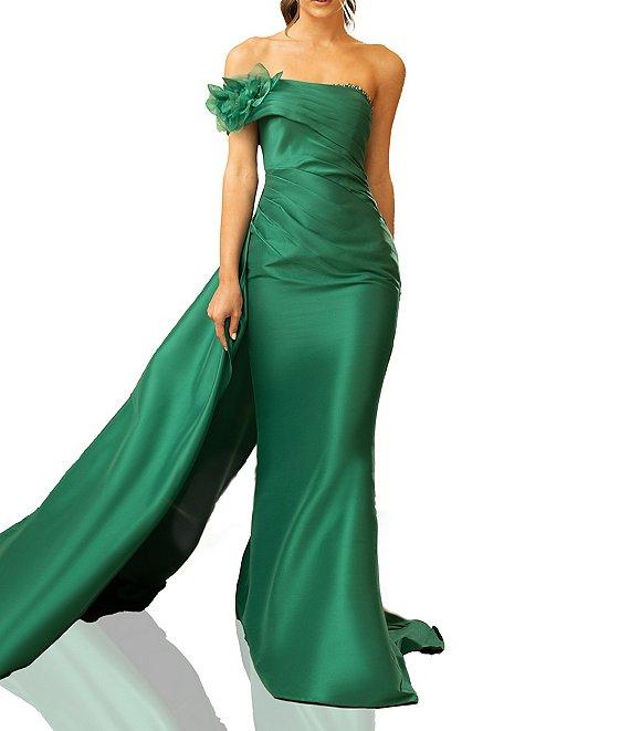 Terani Couture 3D Applique One Shoulder Stretch Mikado Mermaid Gown Product Image