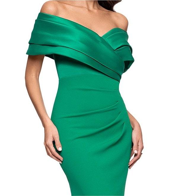 Betsy & Adam Petite Size Off-the-Shoulder Scuba Crepe Dress Product Image
