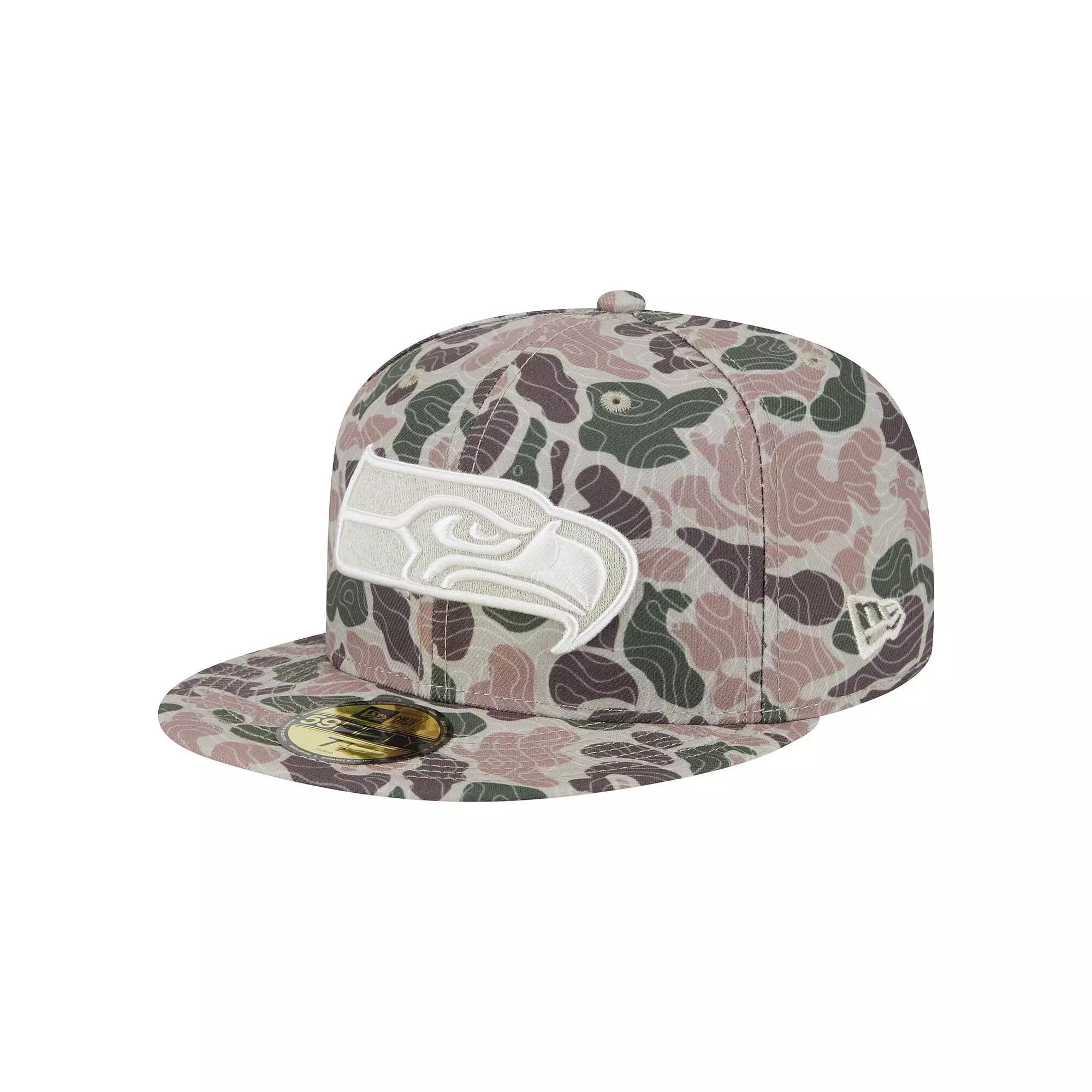 Men's New Era  Seattle Seahawks Geo Camo 59FIFTY Fitted Hat, Size: 7 1/8, Green Product Image