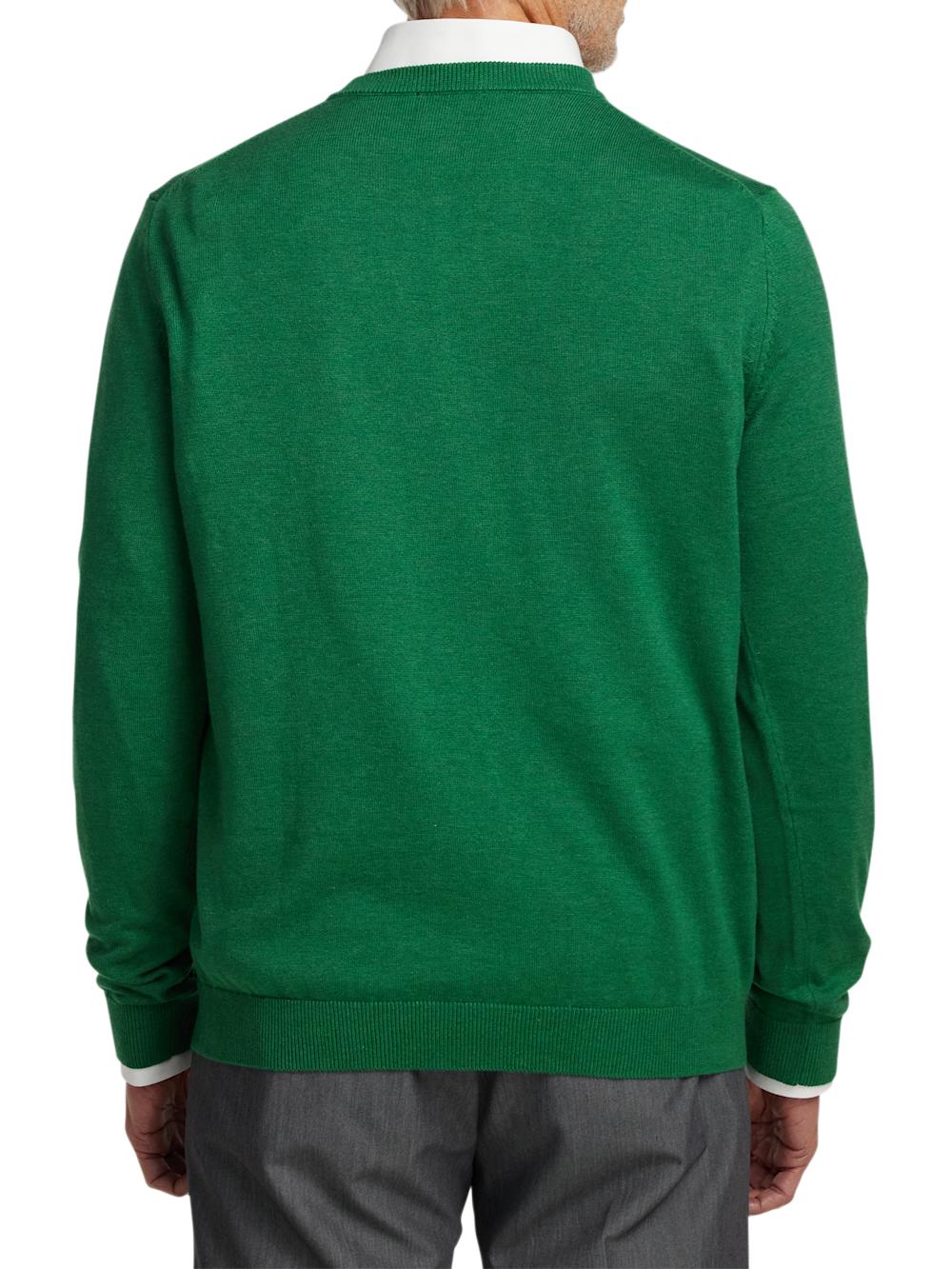 Supima Cotton V-neck Sweater - Green Product Image