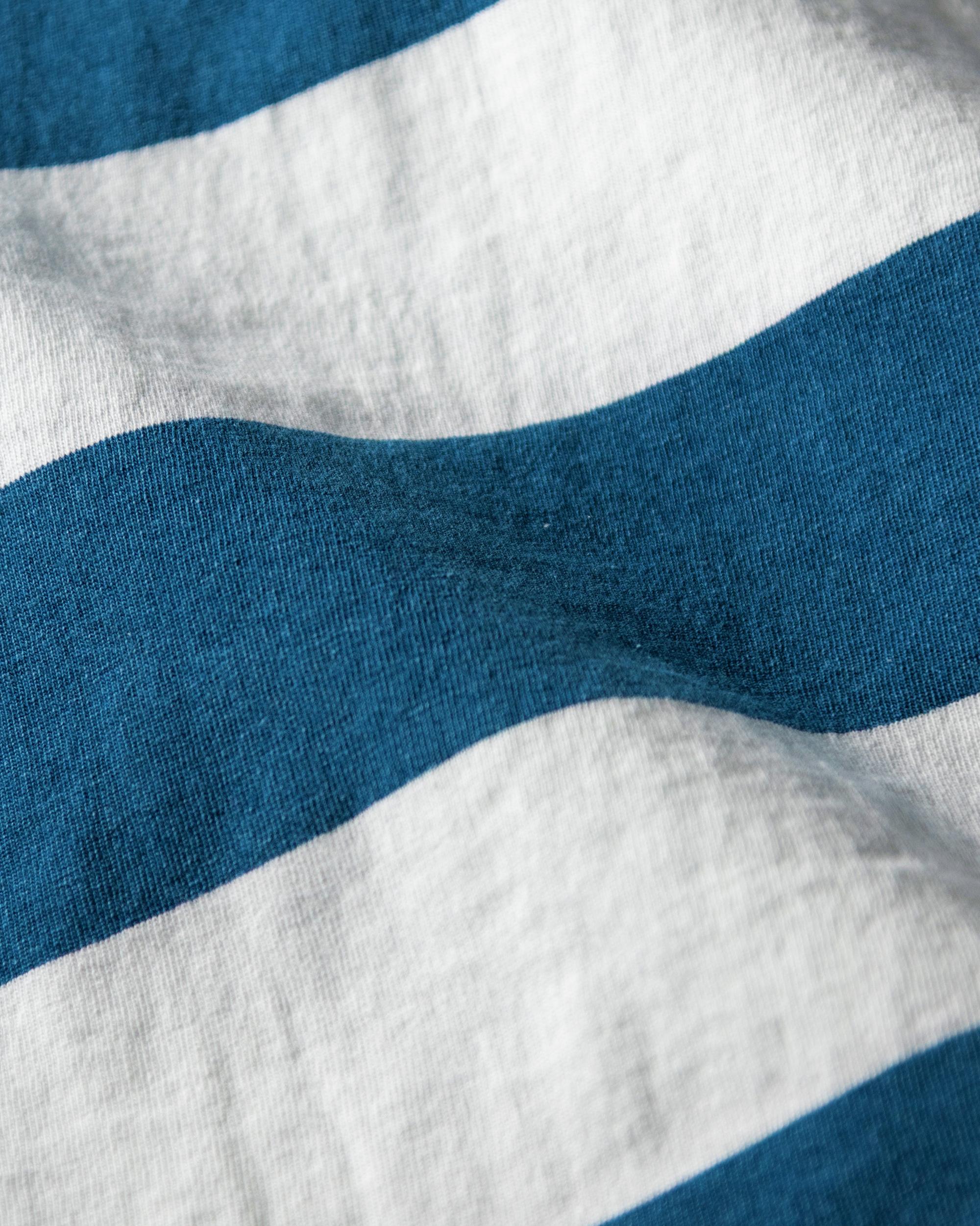 Long Sleeve Indigo Polo in Blue/White Rugby Stripe Product Image