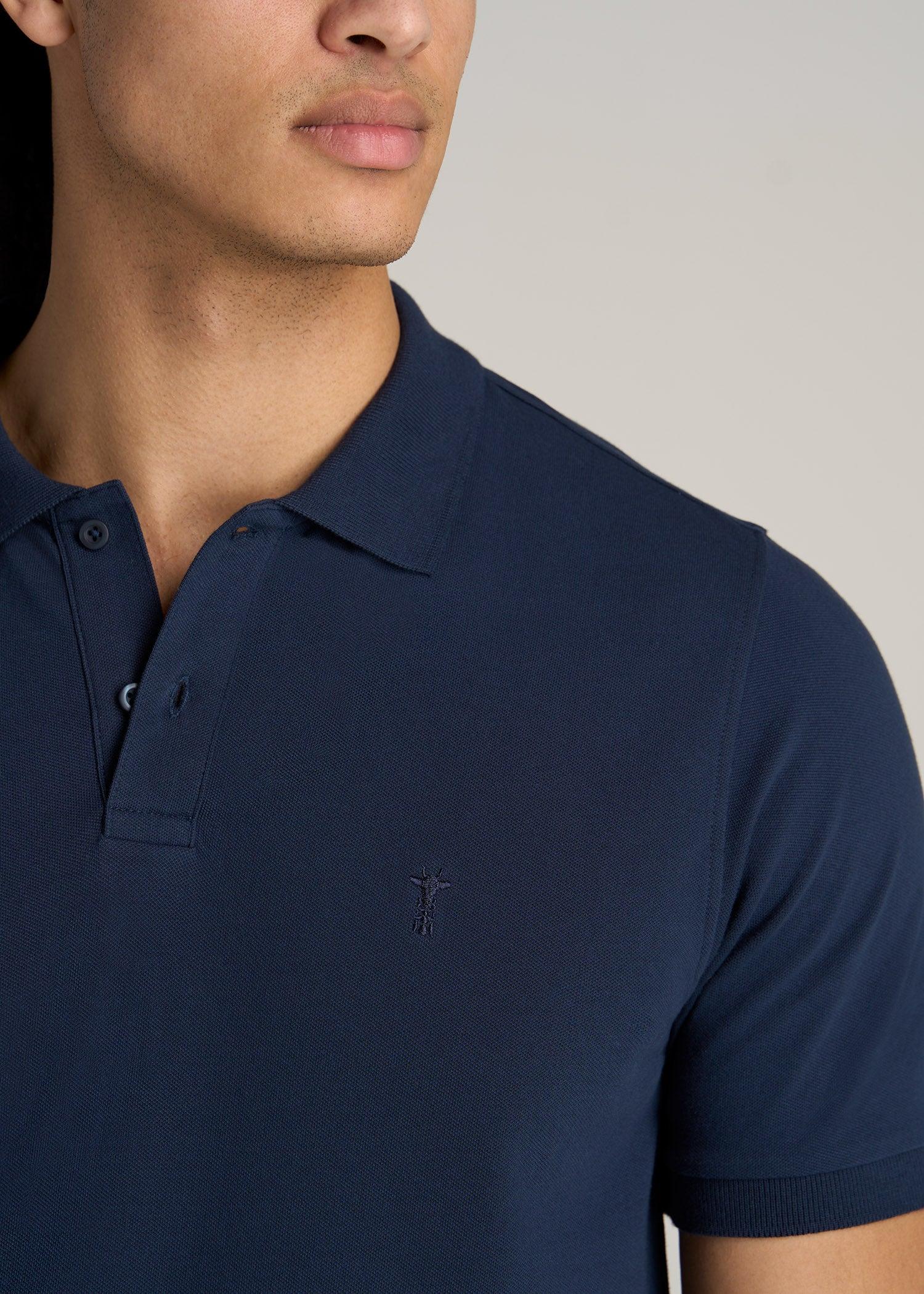 Classic Polo with Embroidered Logo for Tall Men in Marine Navy Male Product Image