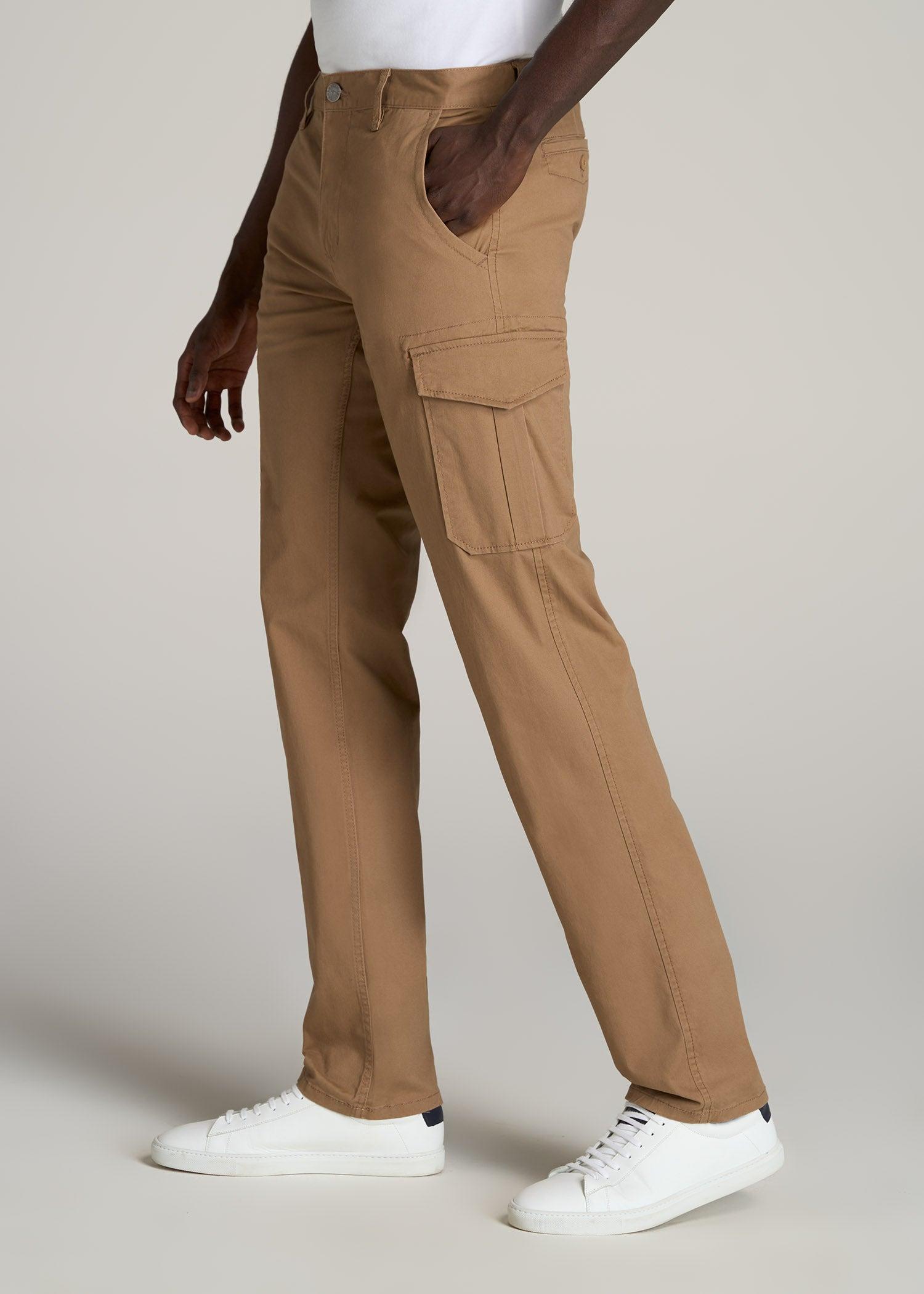 Stretch Twill SLIM-FIT Cargo Pants for Tall Men in Russet Brown Male Product Image