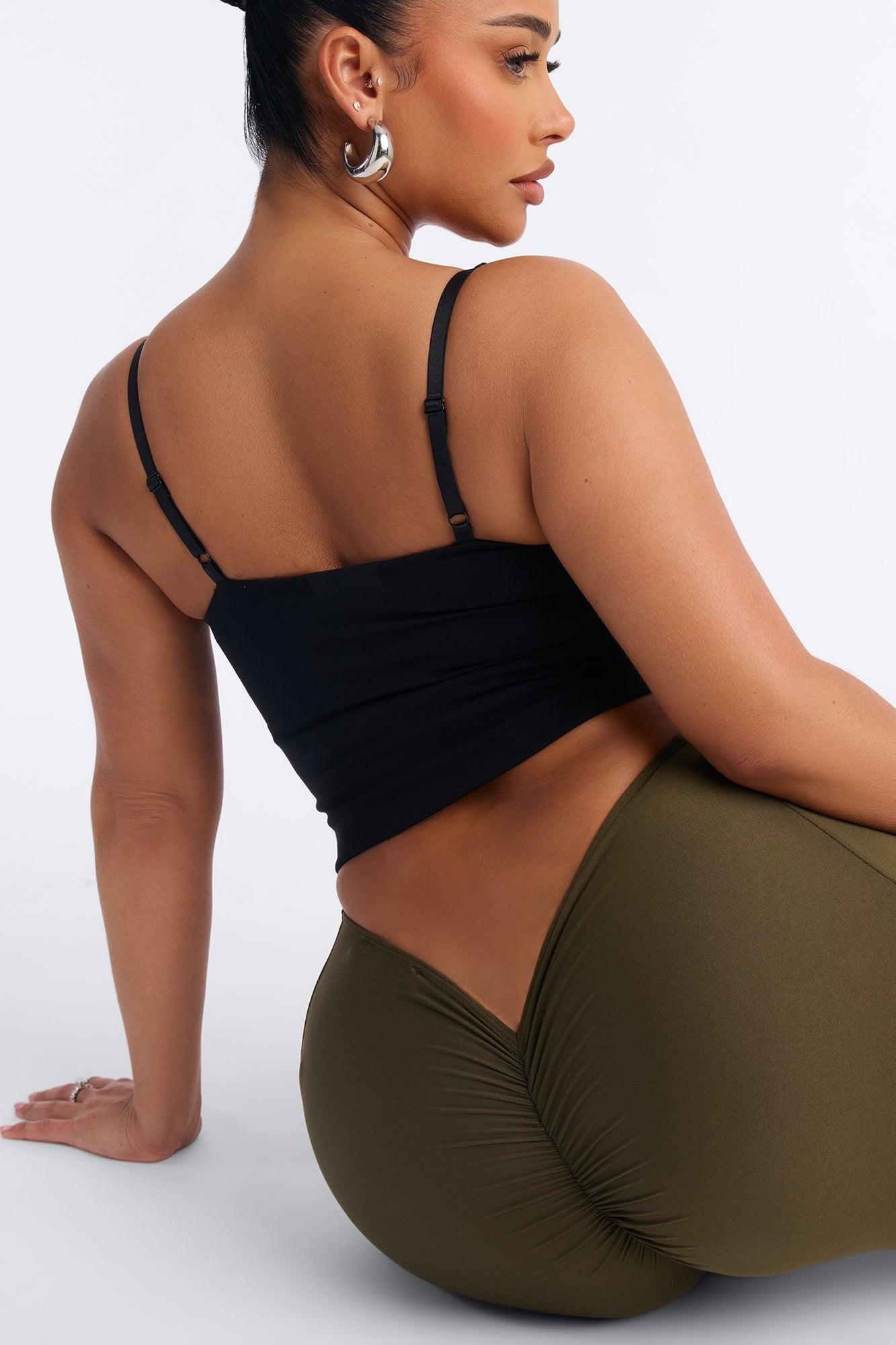 Feeling Cheeky Mid Rise Ruched Butt Legging - Olive Female Product Image