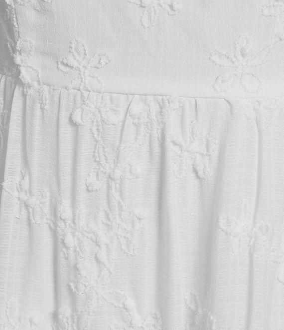 Midnight Doll Embroidered Spaghetti Strap Square Neck Bow Back Tiered Dress Product Image