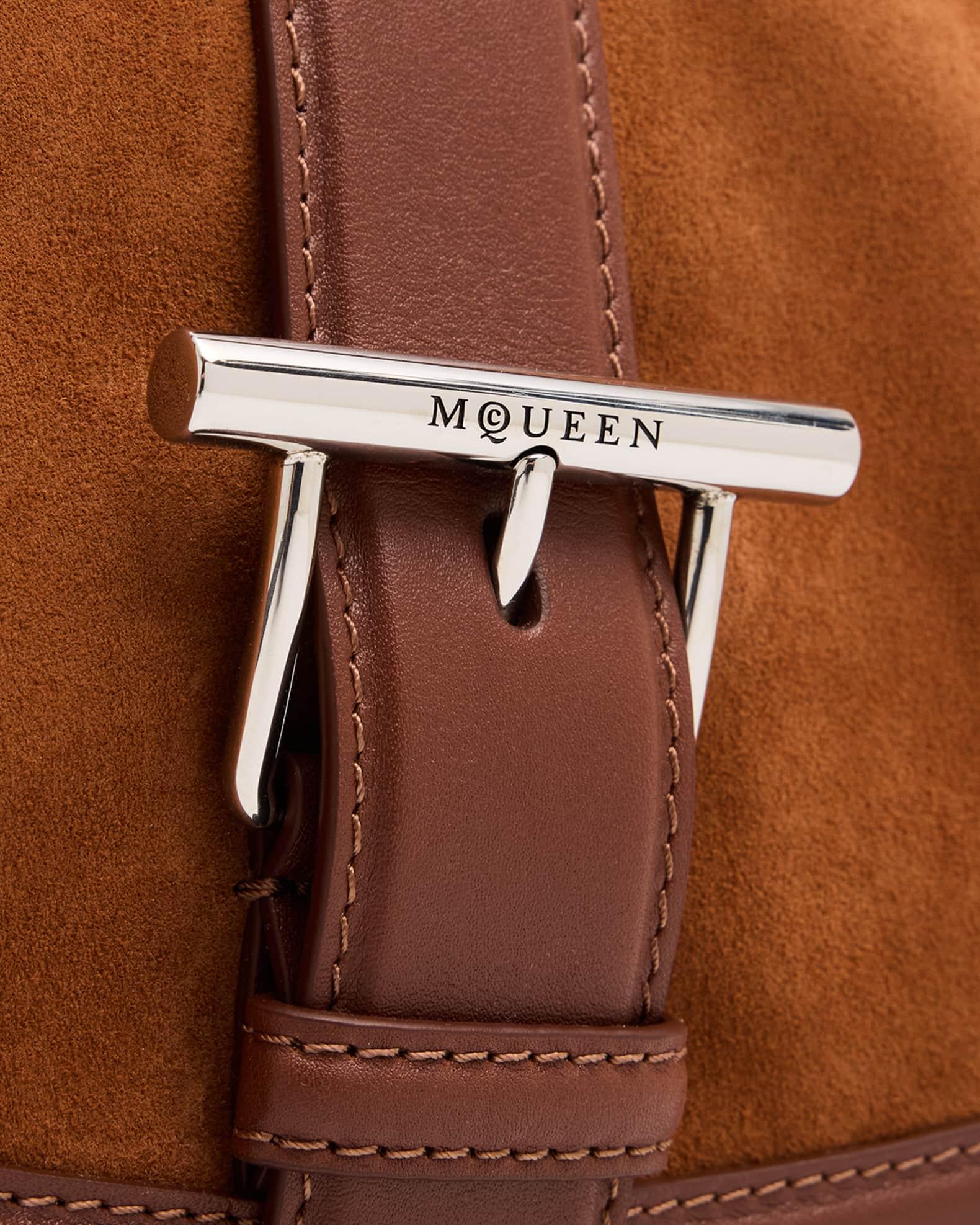 T-Bar Saddle Suede & Leather Crossbody Bag Product Image