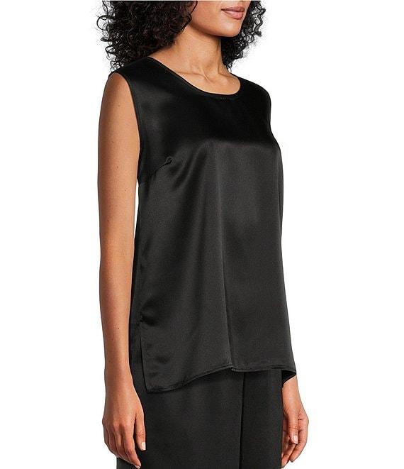Caroline Rose Soft Satin Scoop Neck Sleeveless Long Coordinating Tank Top Product Image
