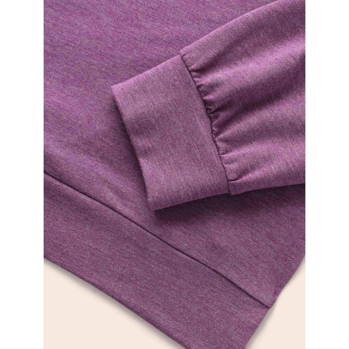 Plus Size Solid Heather Raglan Sleeve Pleated Sweatshirt Women Deeppurplered Casual Pleated Round Neck Everyday Sweatshirts BloomChic 14-16/1X Product Image