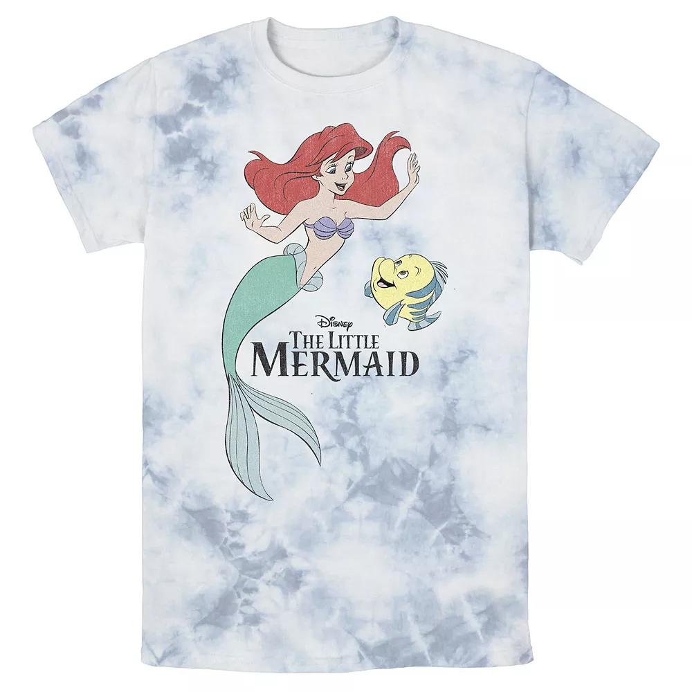 Men's Disney The Little Mermaid Ariel & Flounder Portrait Bomabrd Wash Tee,  Product Image