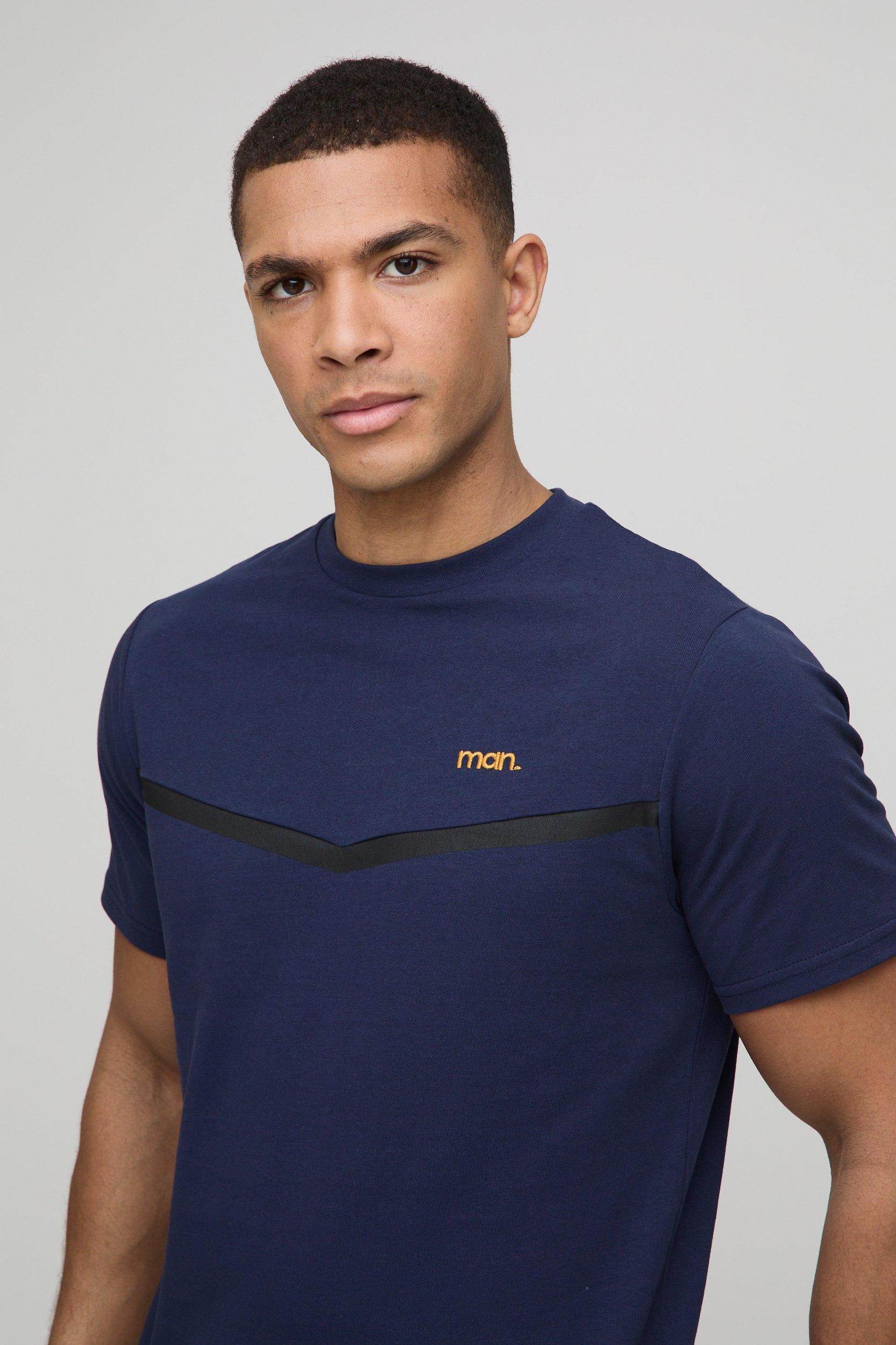 Slim Fit Man Panelled T-Shirt and Short Set | boohooMAN USA Product Image