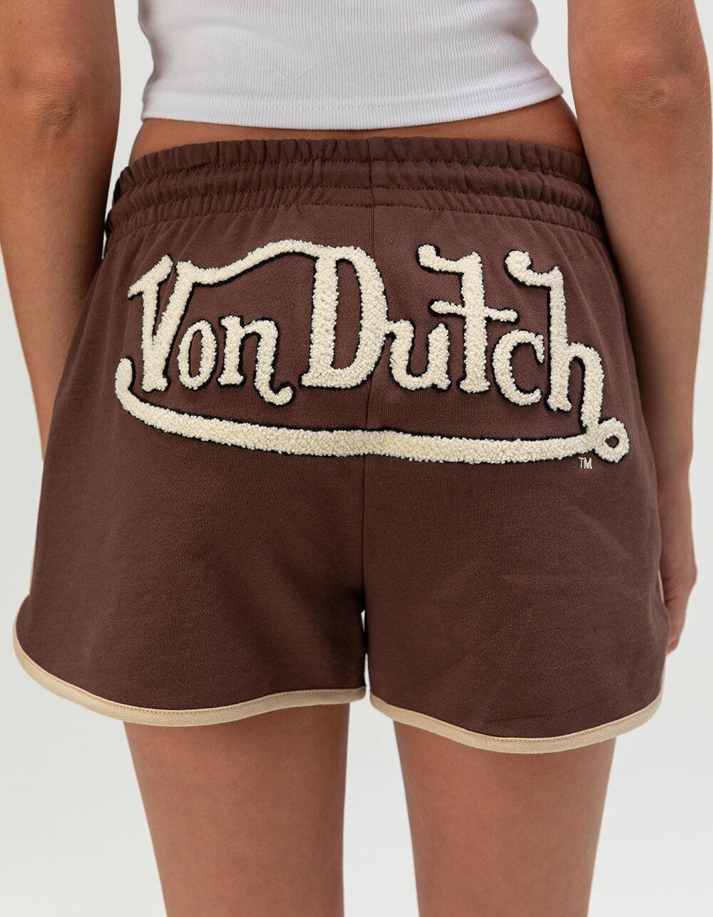 VON DUTCH Embroidered Womens Shorts - BROWN Product Image