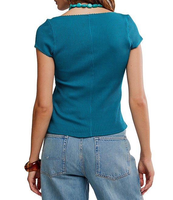 Free People Most Wanted Crew Neckline Cap Sleeve Button Front Cardigan Product Image