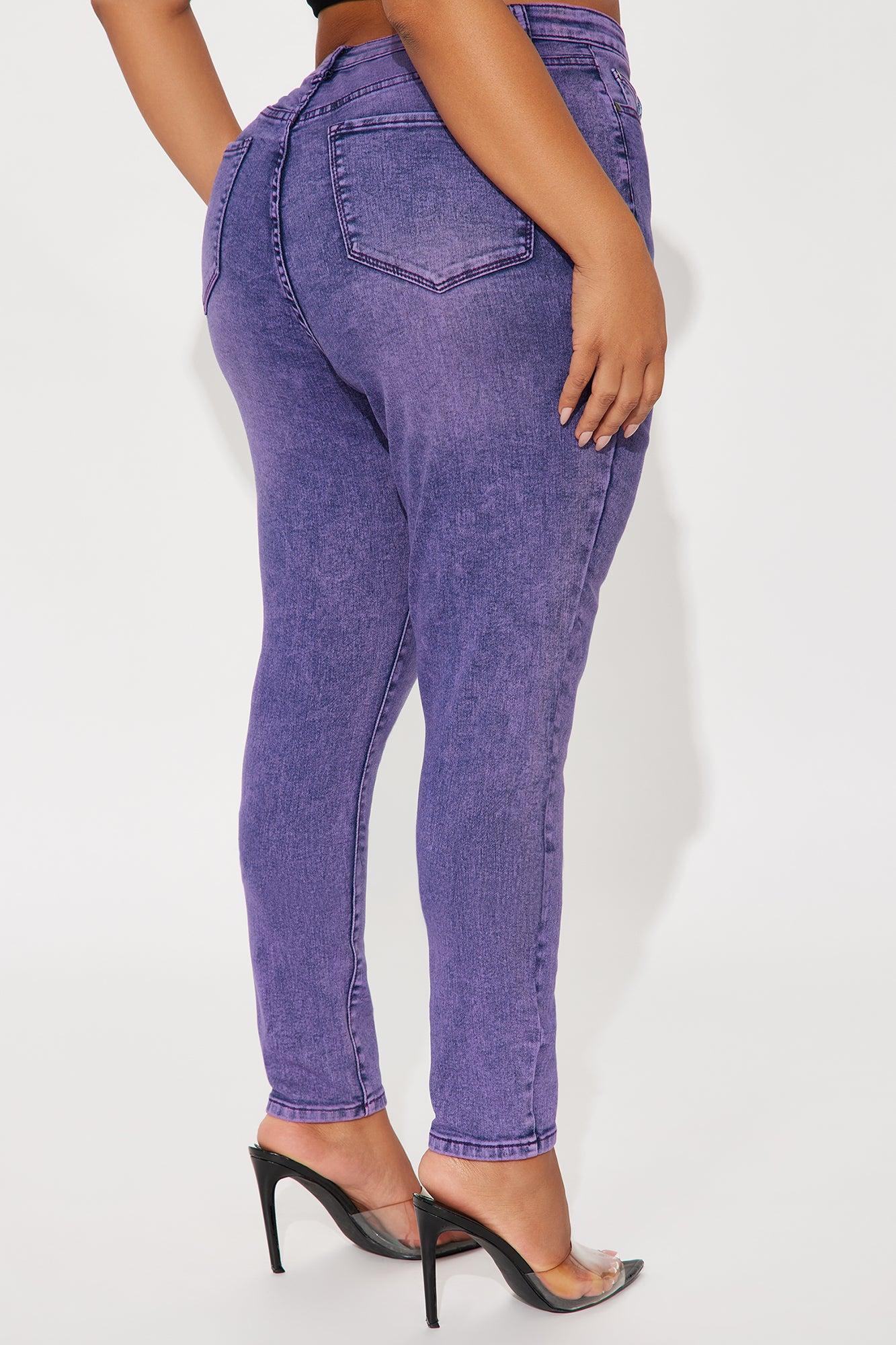 Out The Door High Waist Skinny Jeans - Purple Female Product Image
