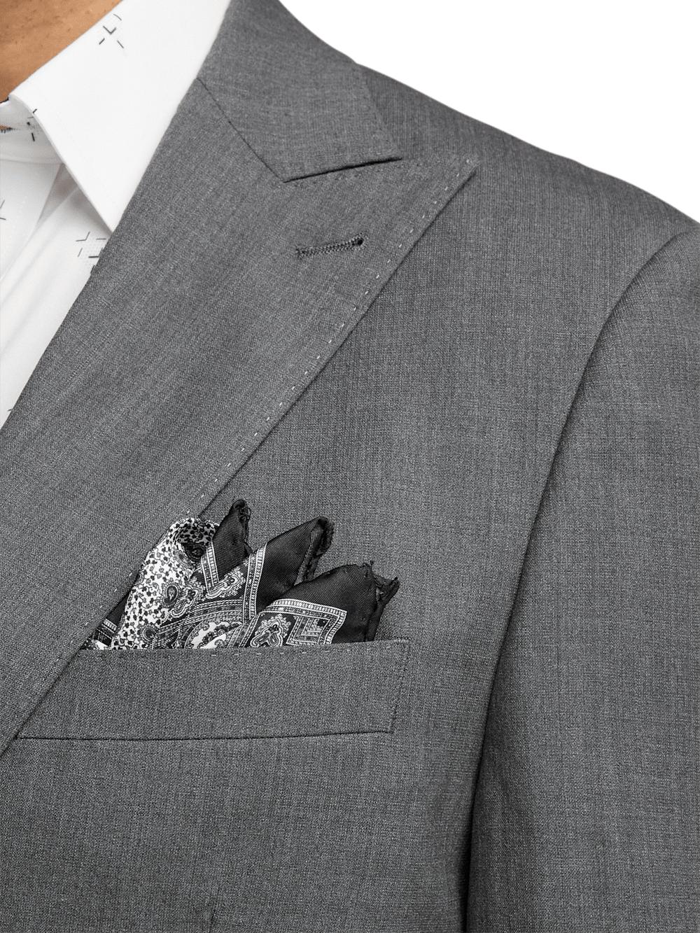 Classic Fit Essential Wool Double Breasted Peak Lapel Suit Jacket - Black Product Image