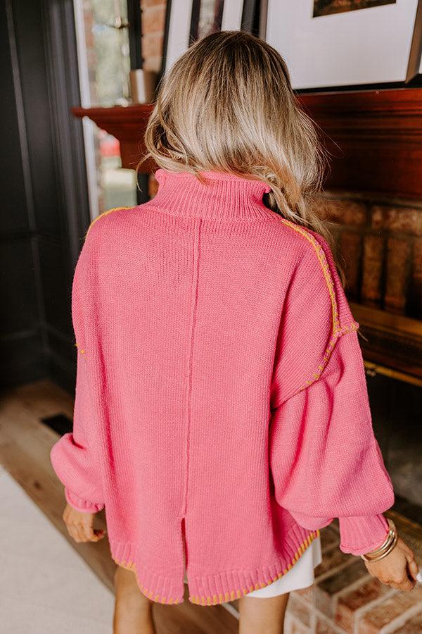 Cuddle Season Knit Sweater in Pink Product Image