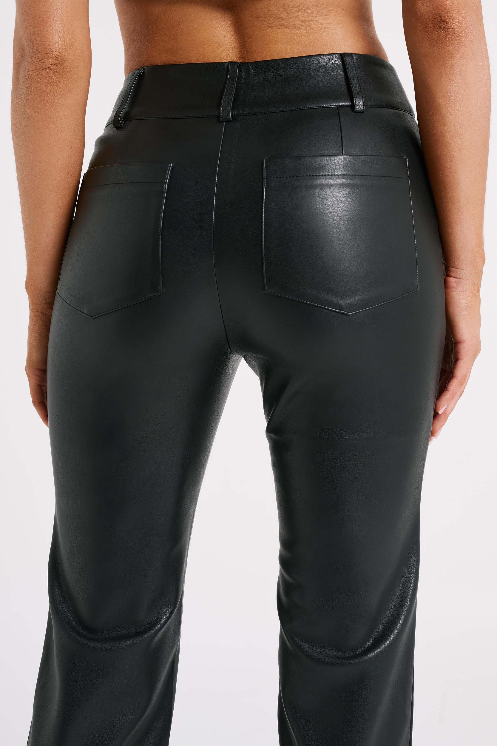 Laurette Faux Leather Straight Leg Pant - Black Product Image