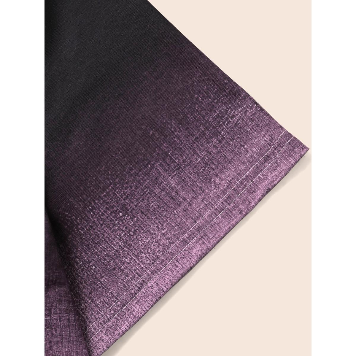 Plus Size Ombre Heather Contrast Round Neck T-shirt Mauve Women Casual Non Round Neck Everyday T-shirts BloomChic 22-24/3X Product Image