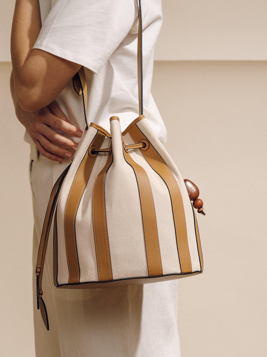 The Extra Large Drawstring in Striped Canvas Product Image