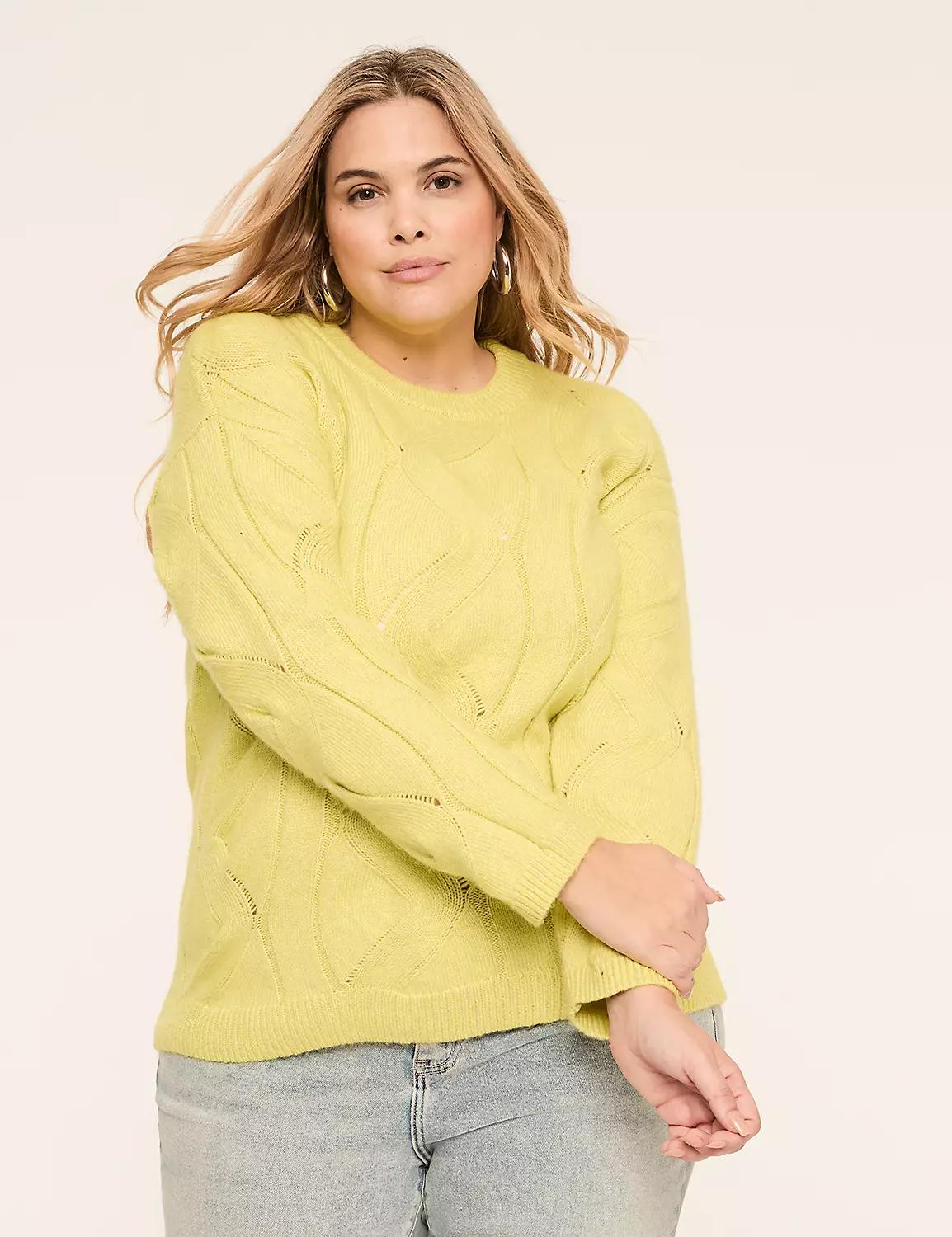 Relaxed Pointelle-Stitch Pullover Sweater Product Image