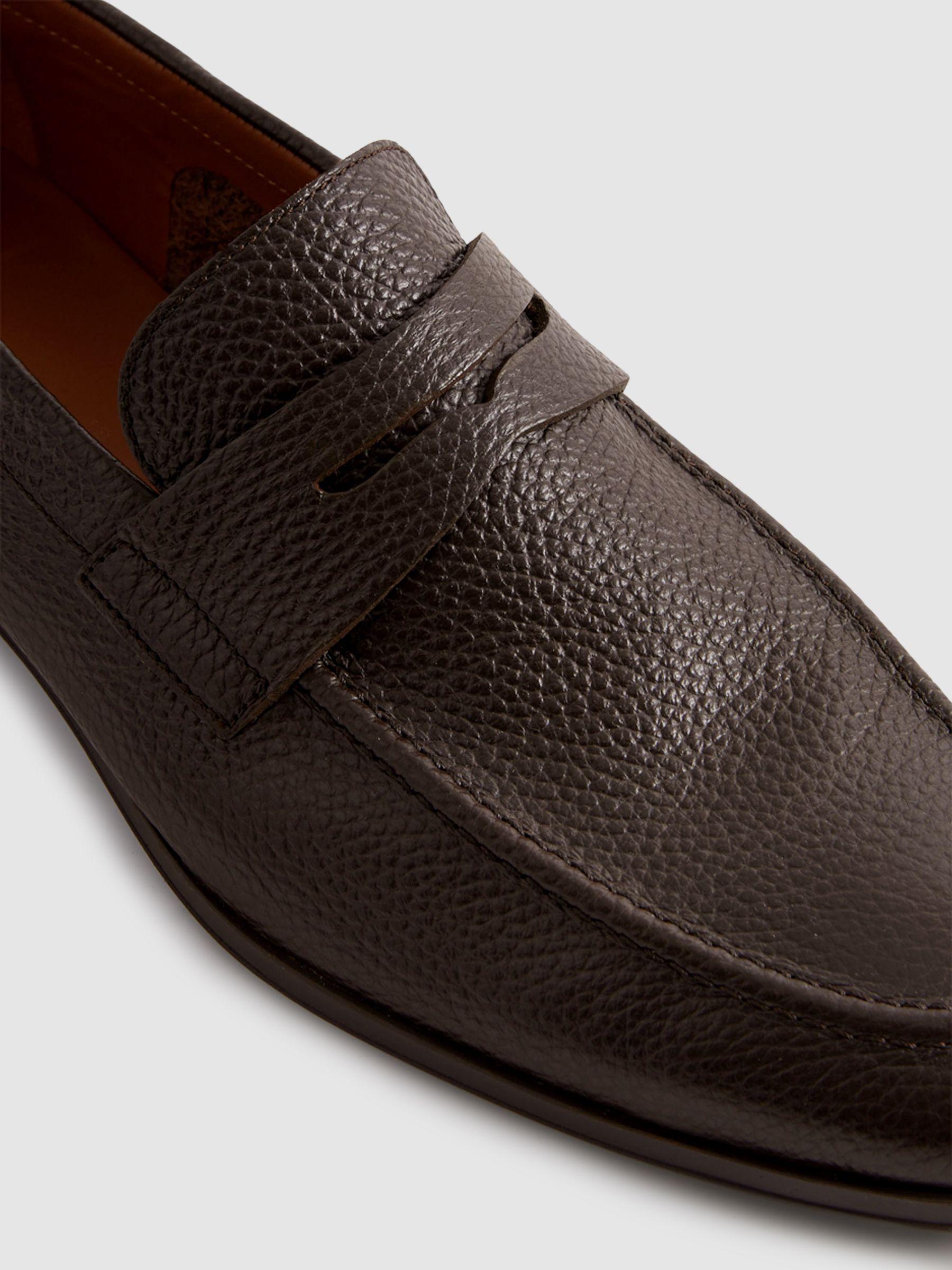 Grained Leather Slip-On Loafers in Dark Brown Product Image