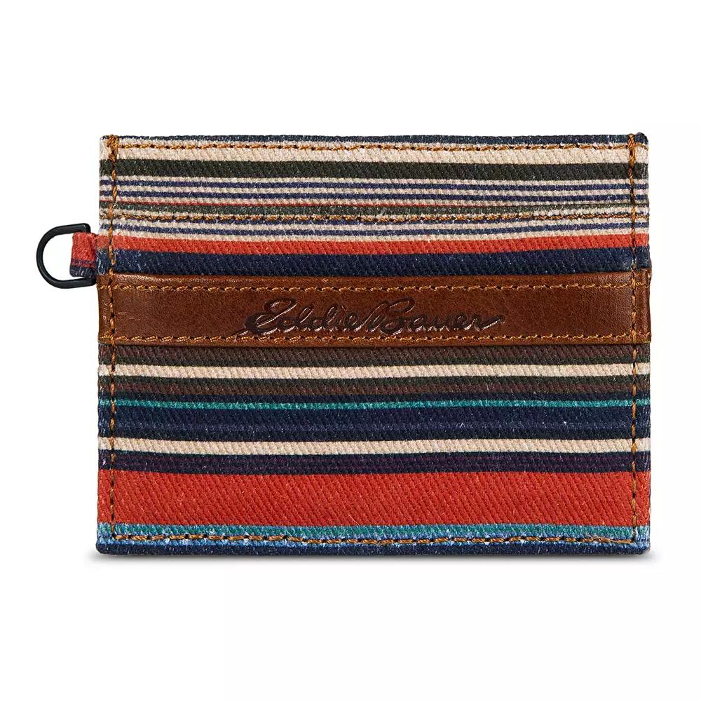 Men's Eddie Bauer Pioneer Leather Canvas Card Case, Multi Product Image