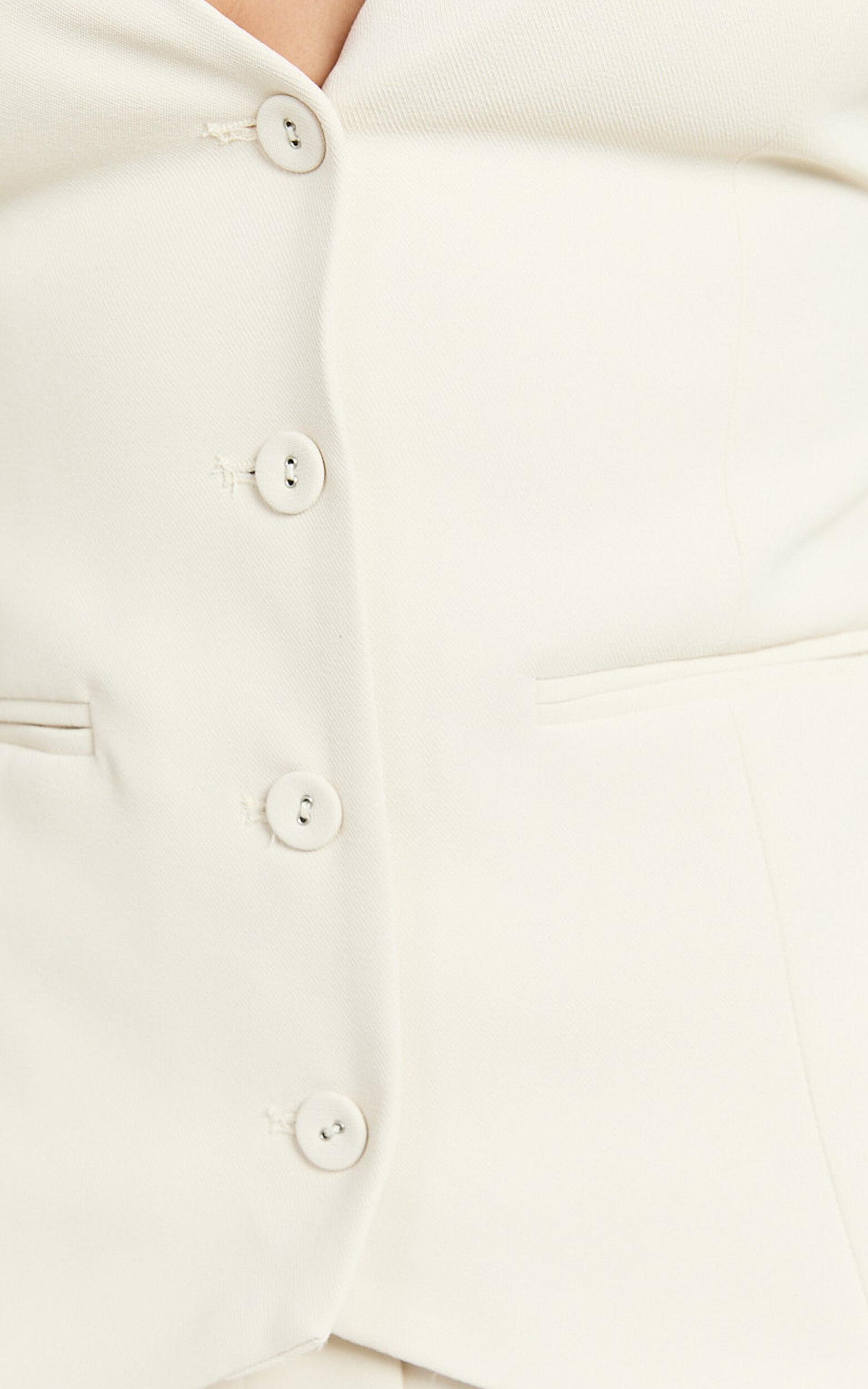 Kira Top - Tailored Longline Tie Back V Neck Vest in Bone Product Image