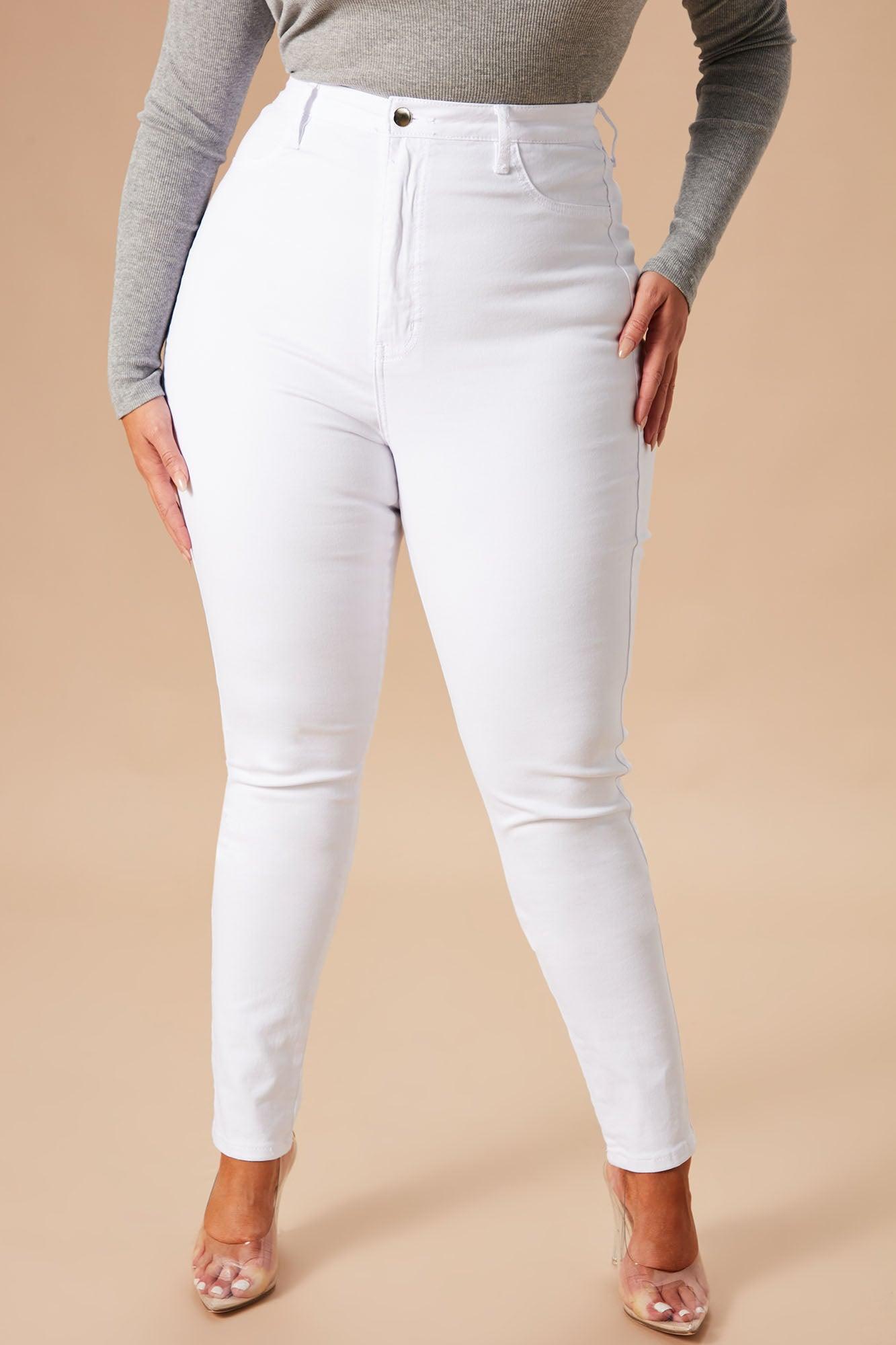 Classic High Waist Skinny Jeans - White Product Image