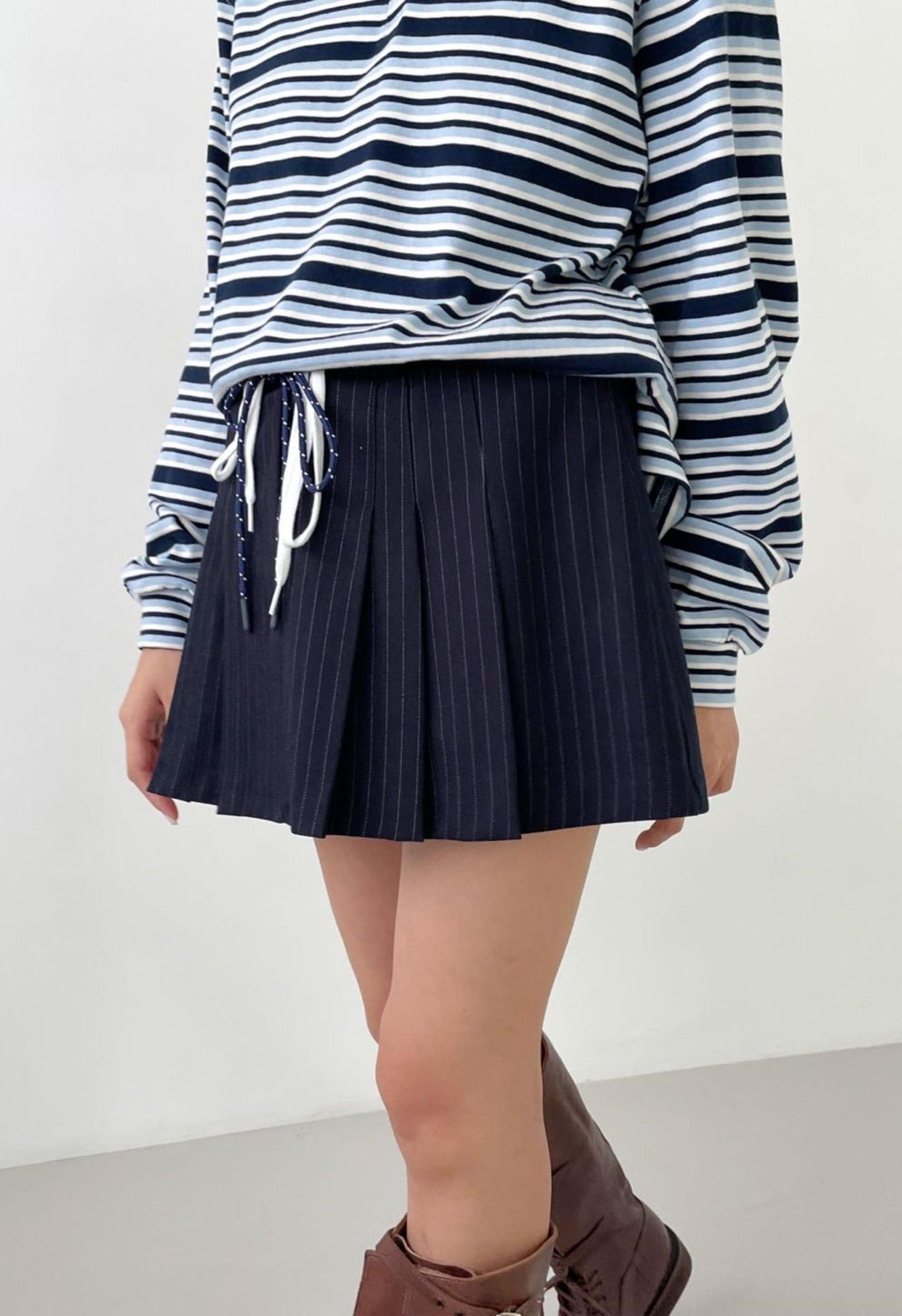 Stevie Striped Collared Long Sleeve Blue Product Image