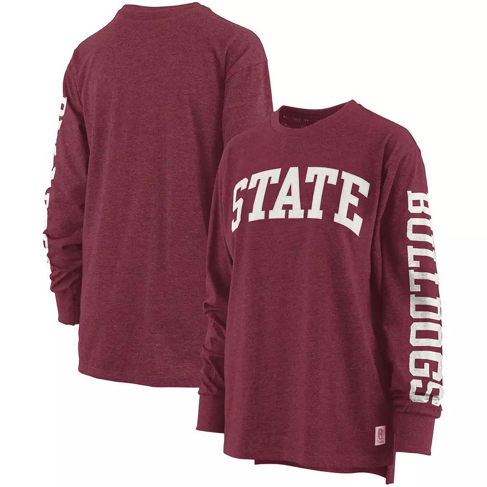 Women's Pressbox Maroon Mississippi State Bulldogs Two-Hit Canyon Long Sleeve T-Shirt,  Product Image