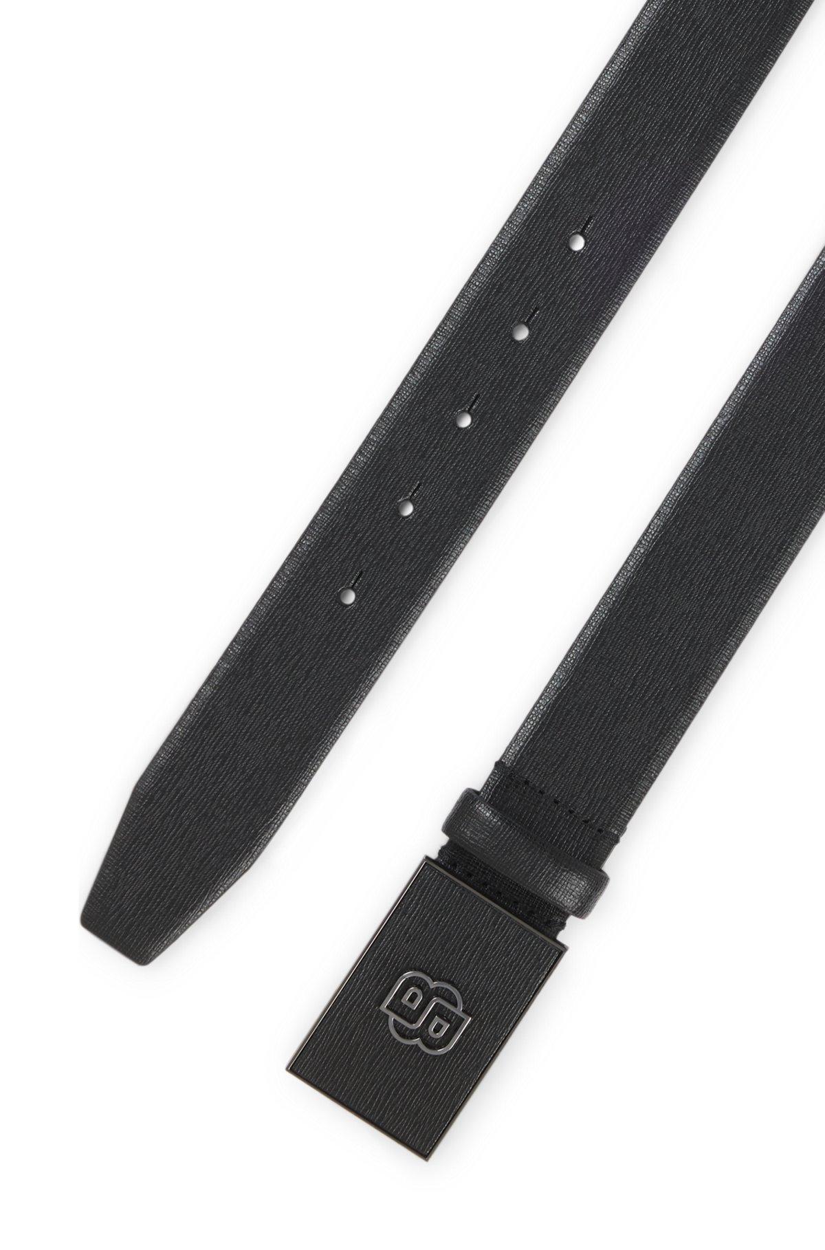 BOSS - Reversible Italian-leather belt with Double B monogram buckle - Black Product Image
