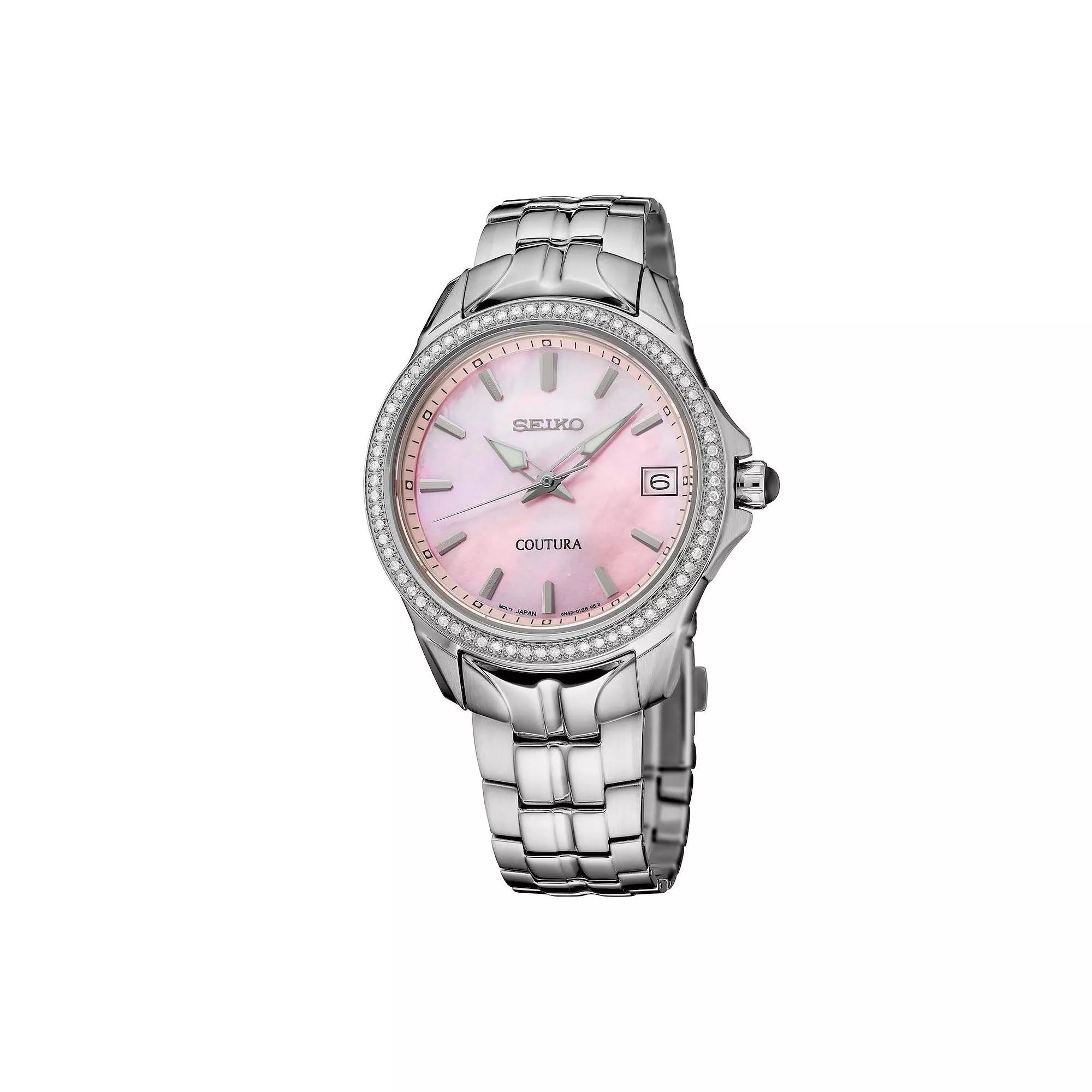 Women's Seiko Coutura Diamonds Pink Mother-of-Pearl Dial Stainless Steel Quartz Watch - SUR589,  Product Image