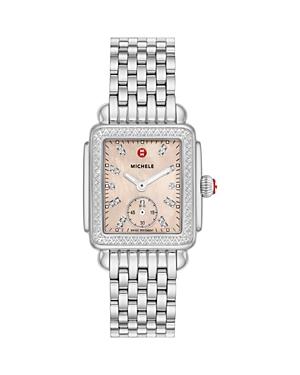 Womens Deco Mid Stainless Steel, Mother-Of-Pearl & Diamond Bracelet Watch/29MM x 31MM Product Image