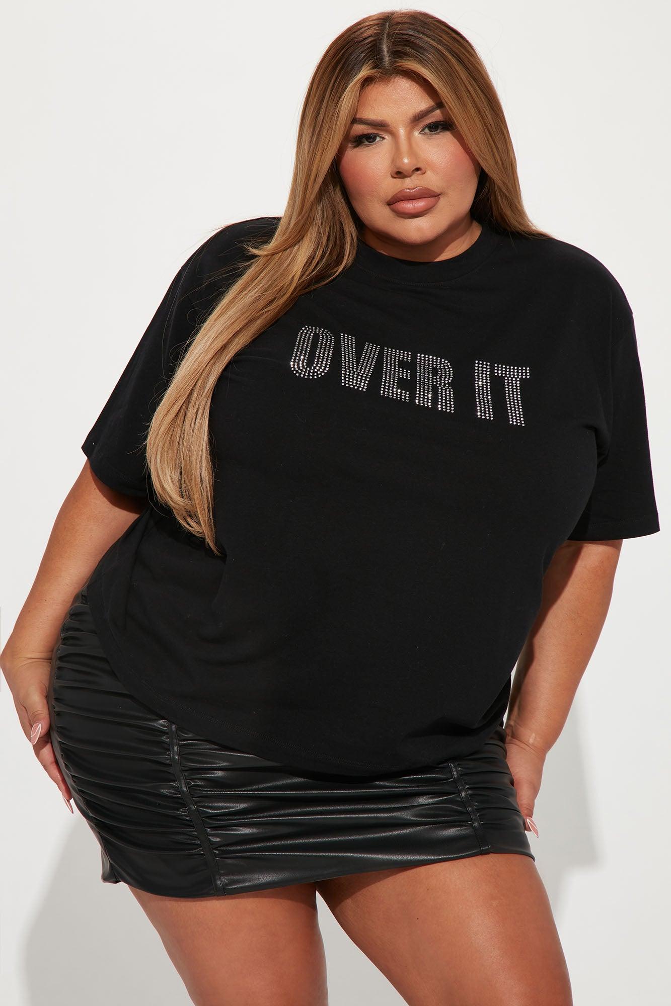 Over It Rhinestone Top - Black Product Image