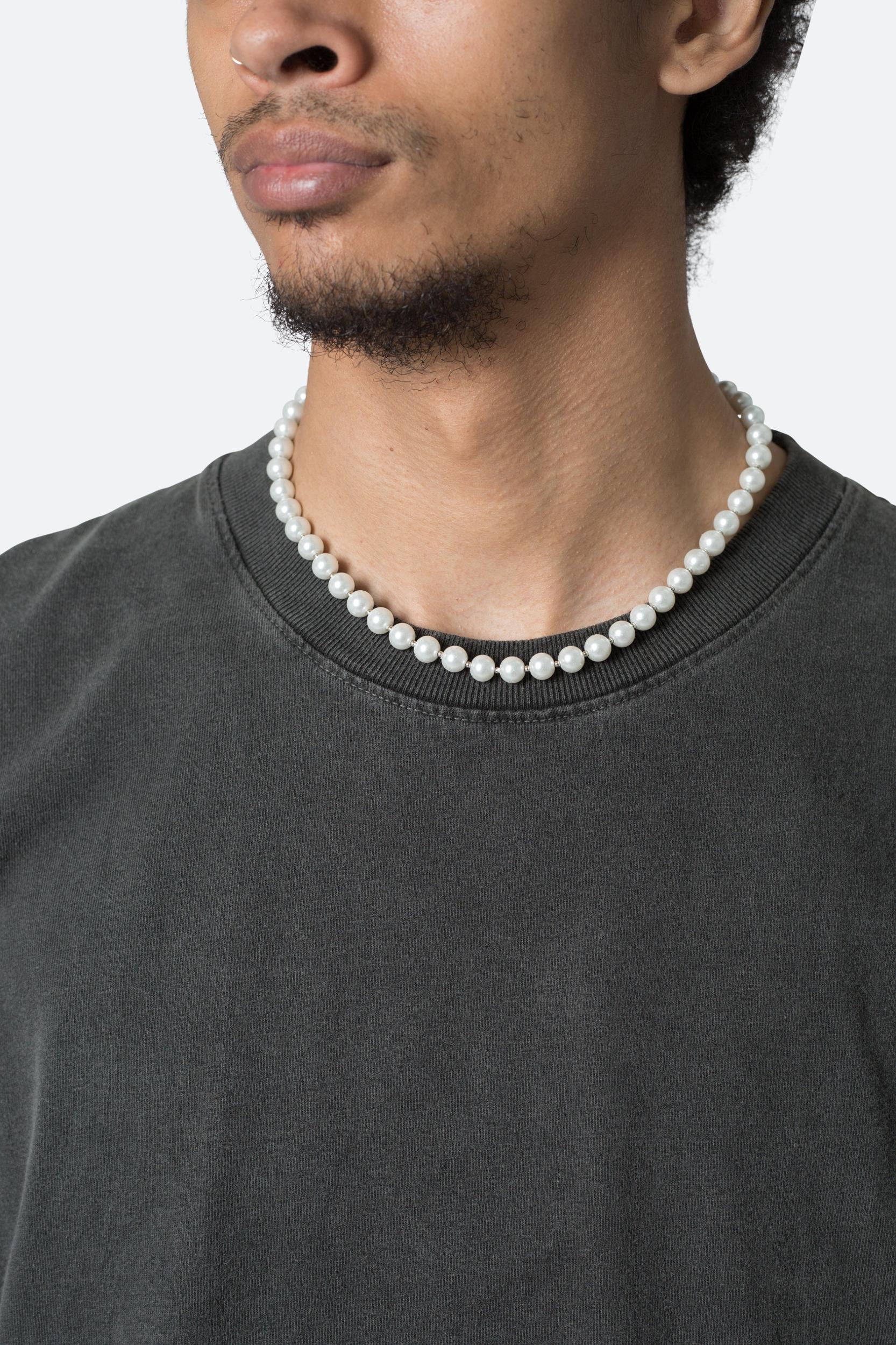 Pearl and Metal Bead Necklace - Off White Product Image