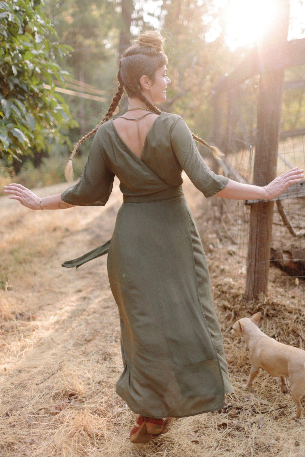 Diana Dress in Olive Green Challis Product Image