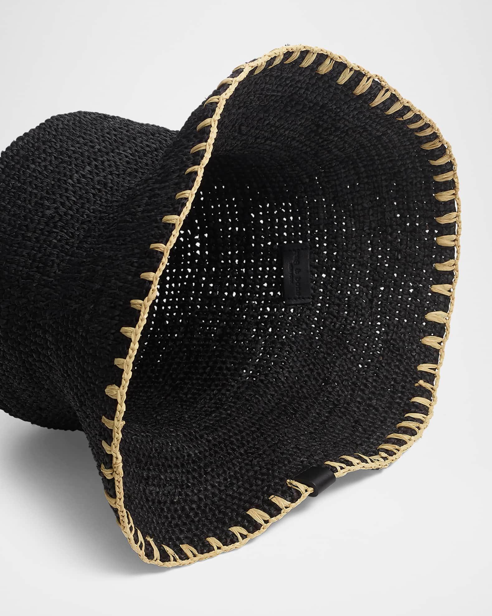 Jade Rollable Whipstitch Raffia Bucket Hat Product Image