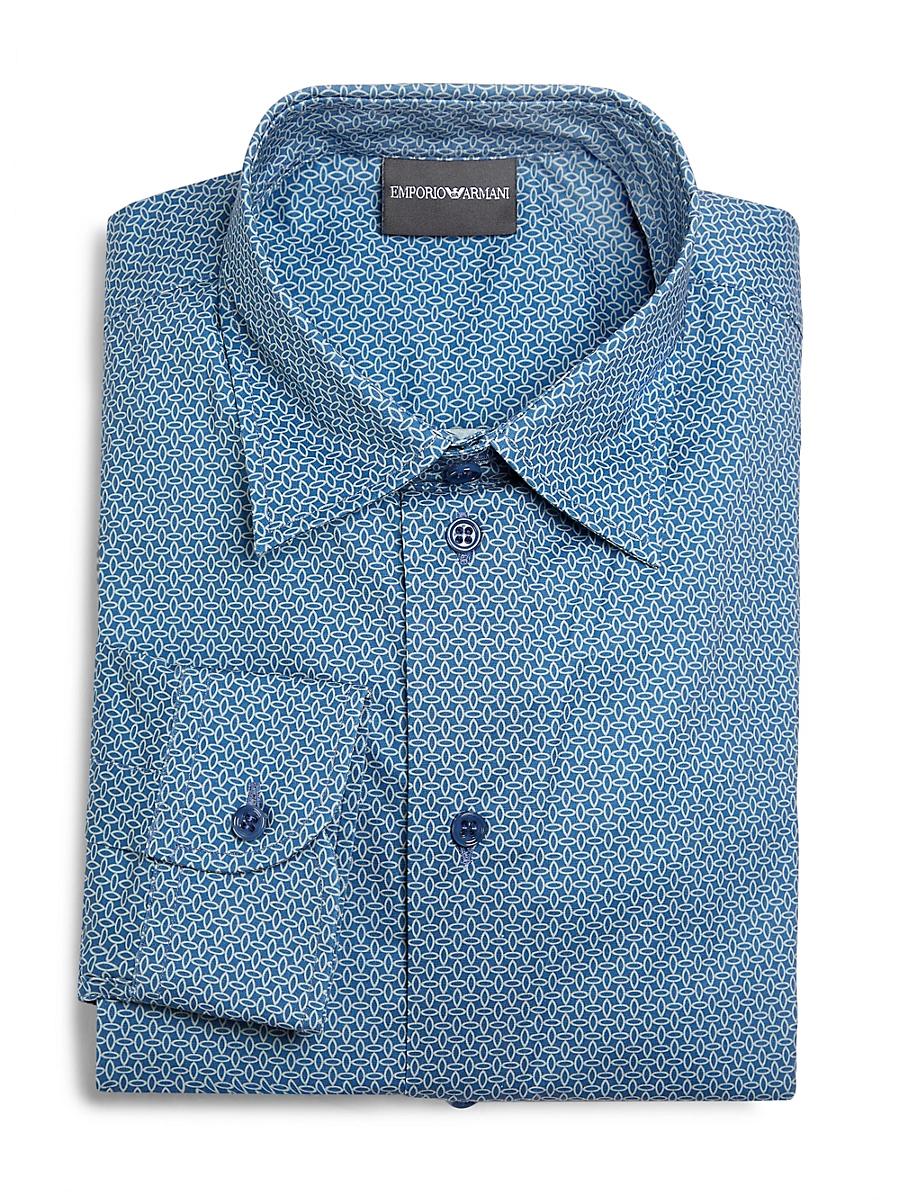 Men's Stretch Poplin Geometric Sport Shirt Product Image