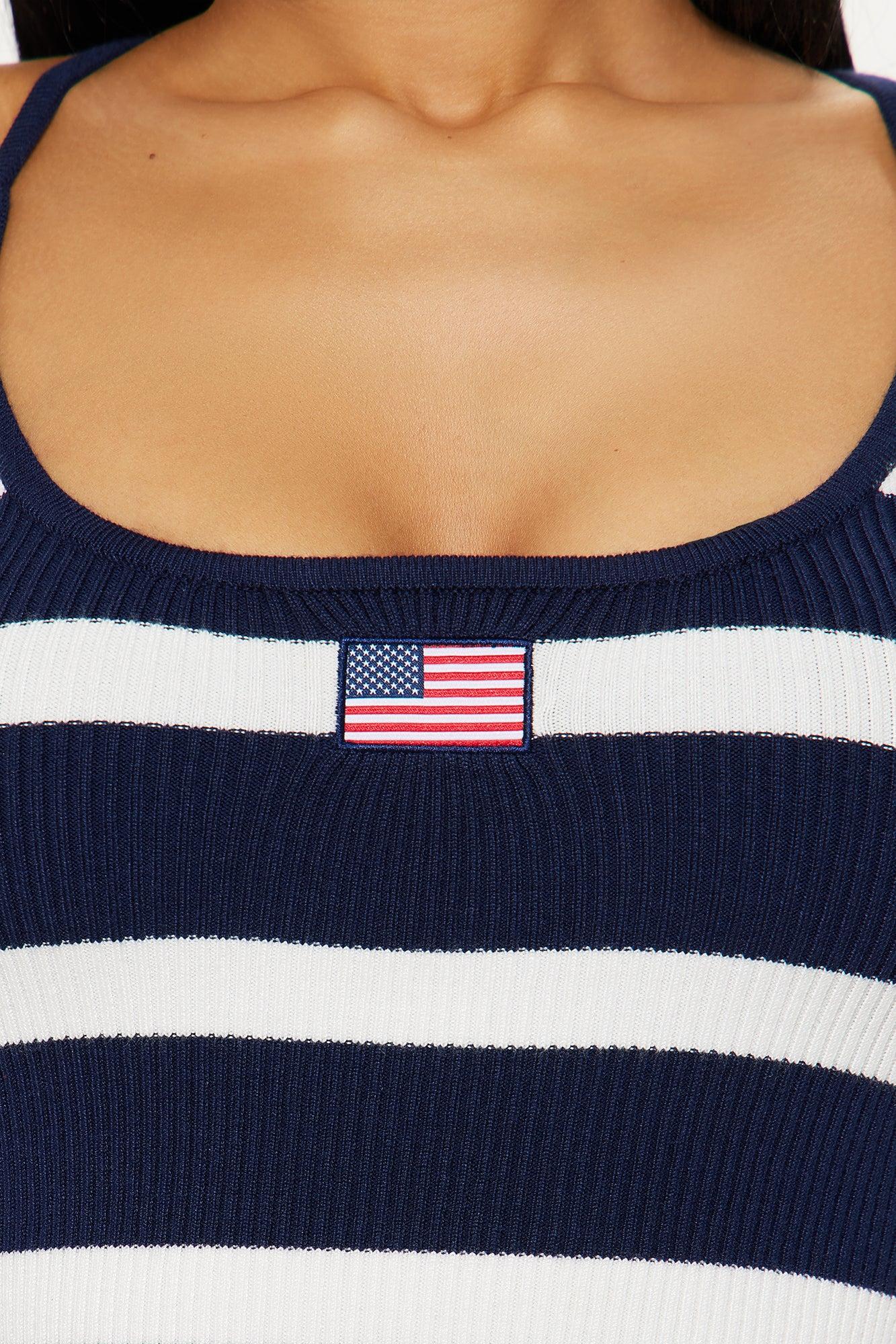 Made In The USA Striped Sweater Top - Navy/combo Female Product Image
